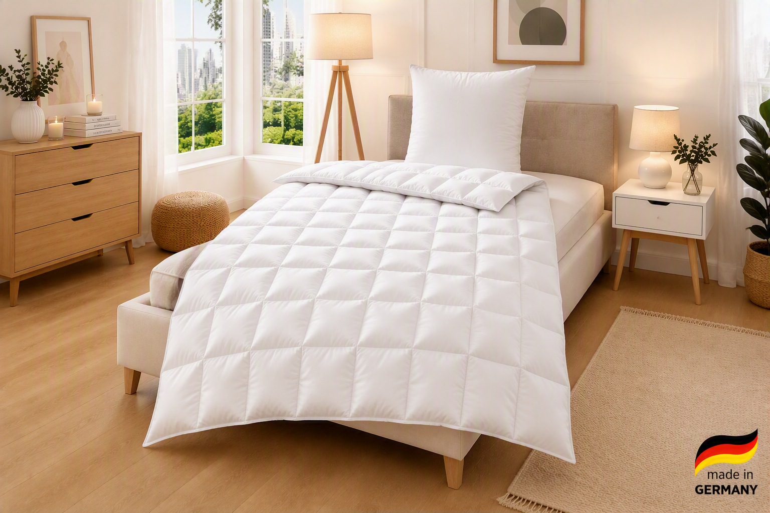 Image of GOODproduct Daunenbettdecke "Köniz 60% Daunen, Bettdecke 135x200 cm, 155x220 cm und weitere Grössen" leicht Füllung 60Daunen40Federn 1 Stk. tlg. Bettdecken, Sommer, Winter, Decke ist Made in Green zertifiziert
