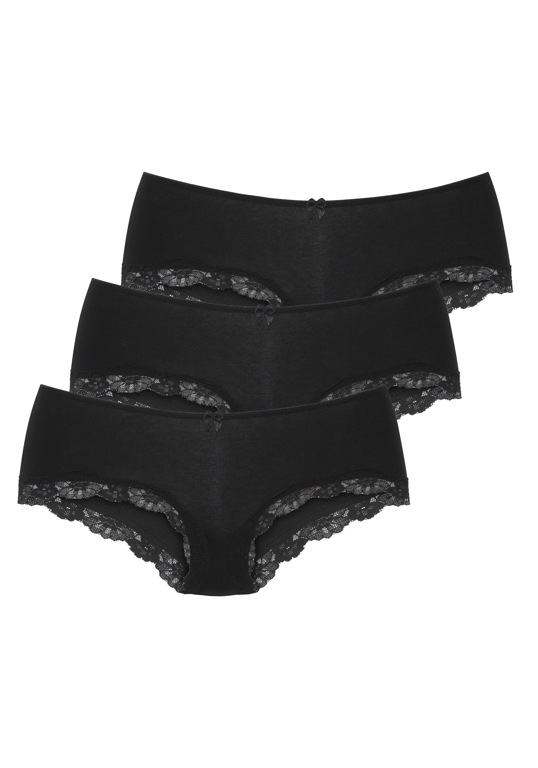 LASCANA Panty 3er-Pack,  aus elastischer Baumwolle mit zarter Spitze