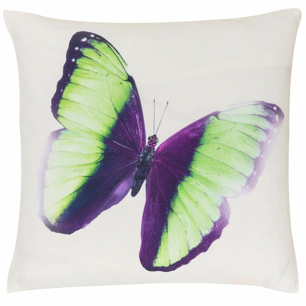 freundin Home Collection Dekokissen »Summer Butterfly 03 weiss-bunt«, Kissen mit Polyesterfüllung mit Schmetterlingsmotiv, 45x45 cm