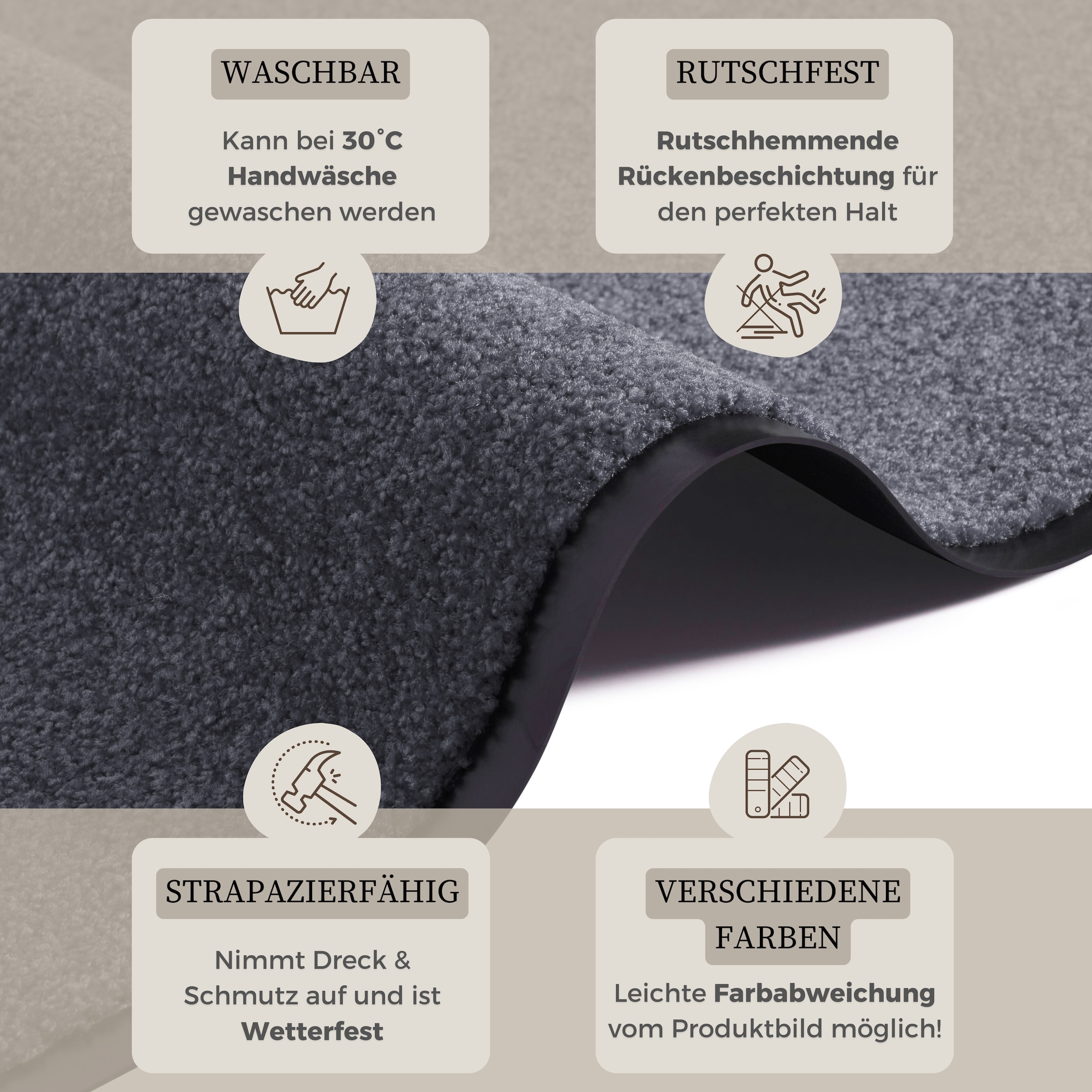 my home Fussmatte »Clean & Walk« rechteckig 7 mm Höhe Schmutzfangmatte, Türmatte, In- und Outdoor, Teppich, Läufer, waschbar