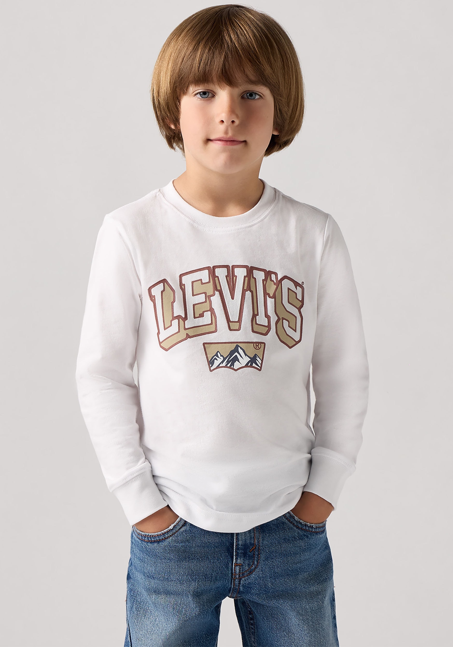 Levi's® Kids Langarmshirt »LVB ACADEMIC ADVENTURER LS TEE«, mit grossem Logoprint, aus Baumwolle - for Boys