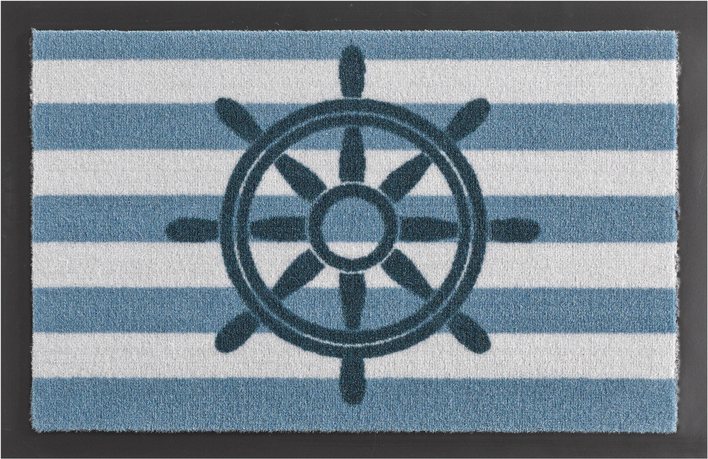 Image of HANSE Home Fussmatte »Steuerrad«, rechteckig, 7 mm Höhe, waschbar, Robust, Pflegeleicht, Eingang, Rutschfest, Gestreift, Meer, Maritim bei Ackermann Versand Schweiz