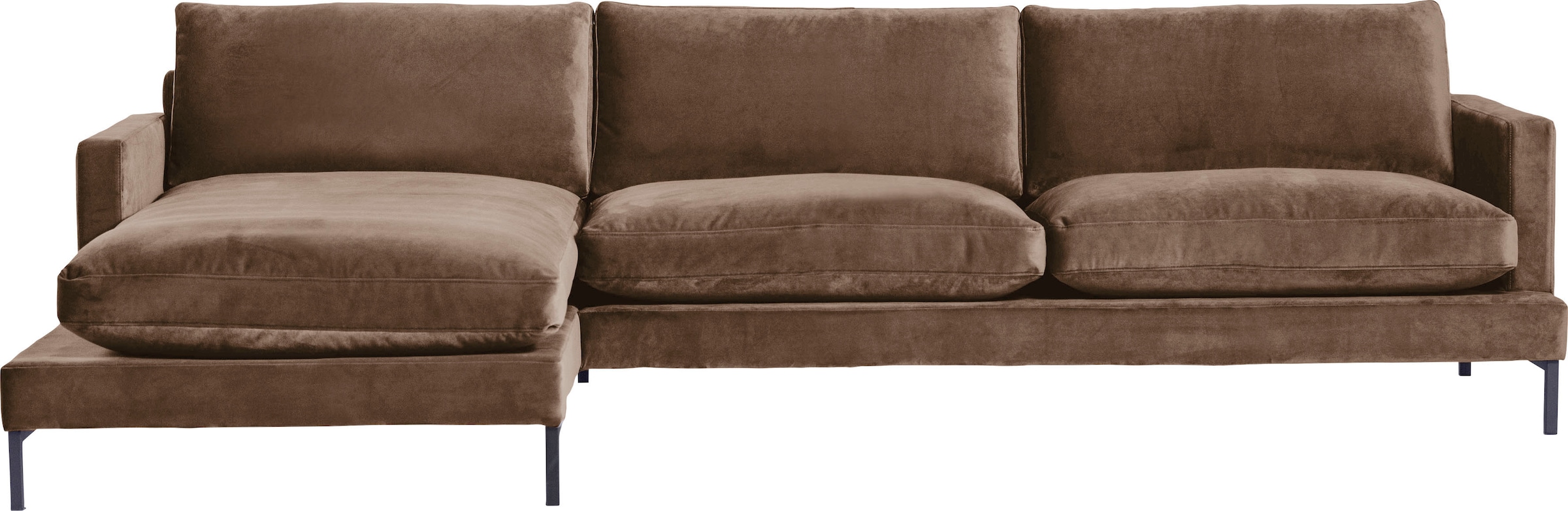 andas Ecksofa »Welland, L-Form,« mit schwarzen Metallfüssen, mit Federfüllung im Sitz- und Rückenkissen