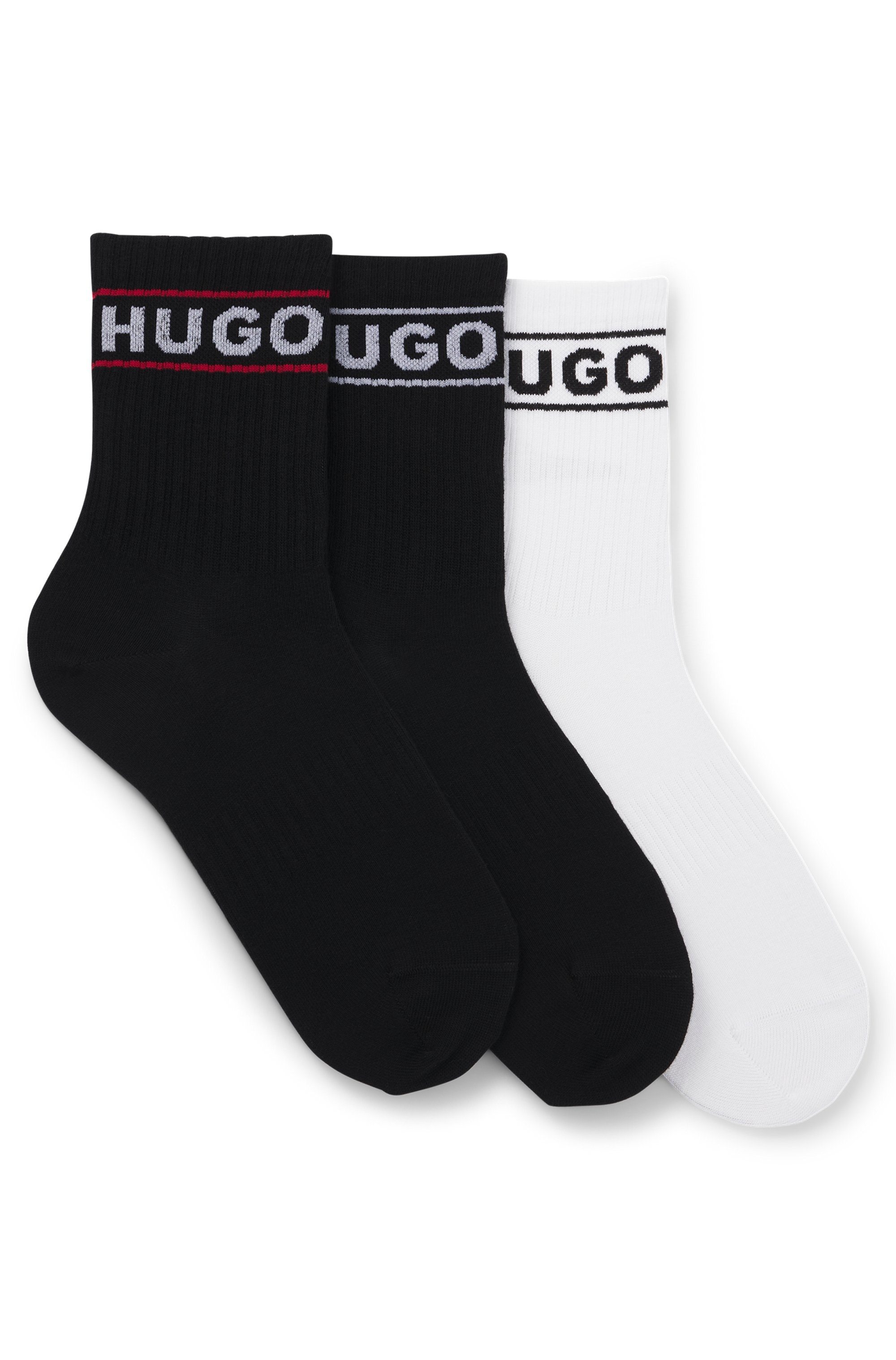 Image of HUGO Underwear Freizeitsocken "3P QSRIB SPORTY CC W" Packung, 3er, 3 Paar tlg. mit kontrastfarbenem Logodetail