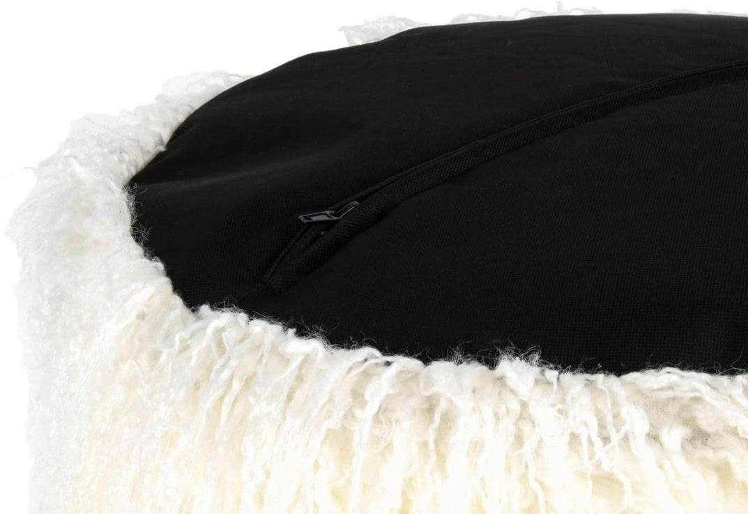 Kayoom Pouf »Fellpouf Bobtail 125, Fellhocker in zweifarbigem Design«, (1 St.), modern, dekorativ, kindersicherer Reissverschluss an der Unterseite