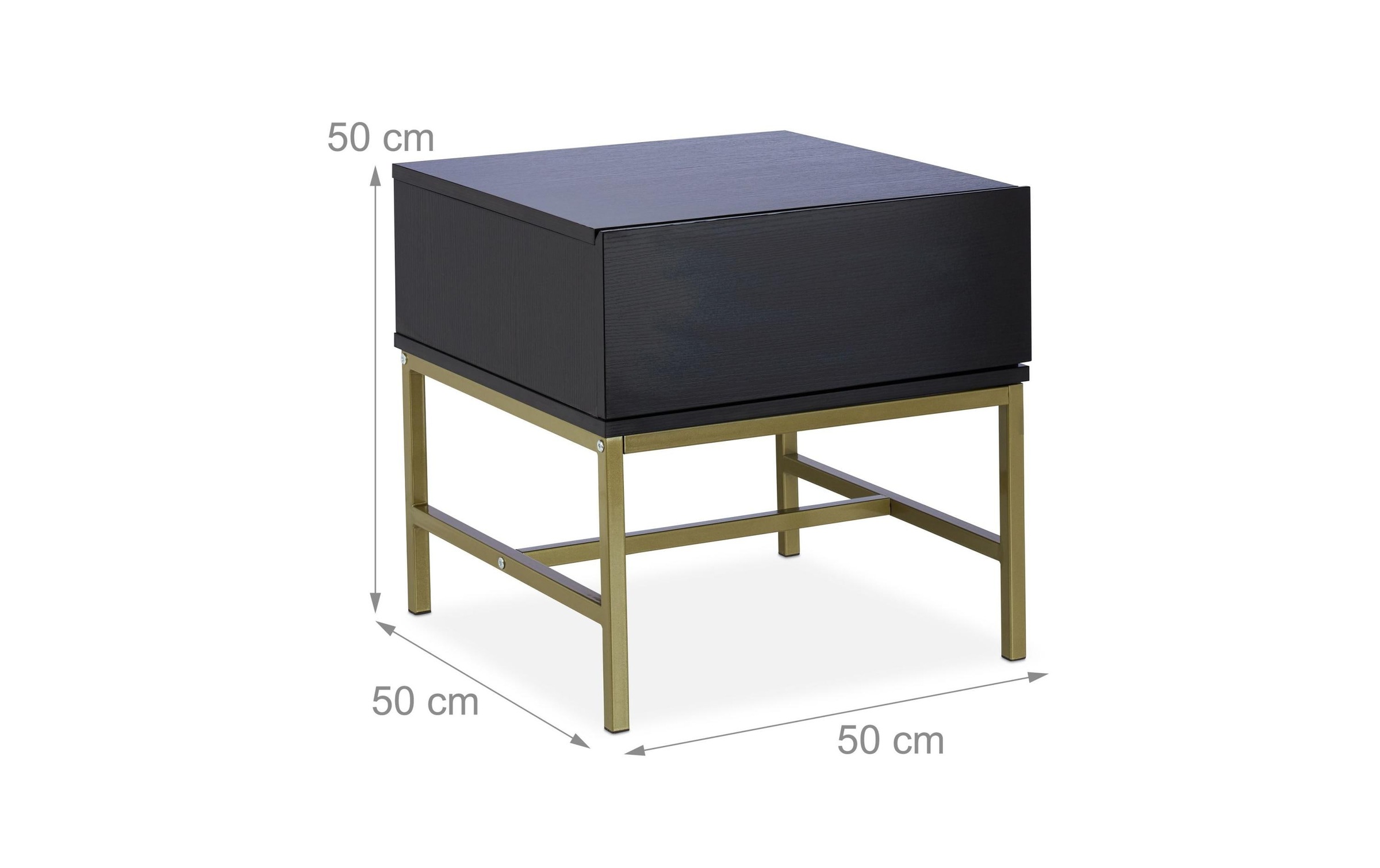 relaxdays Nachttisch »mit 1 Schublade 50 x 50 cm, Goldfarben/Schwarz«