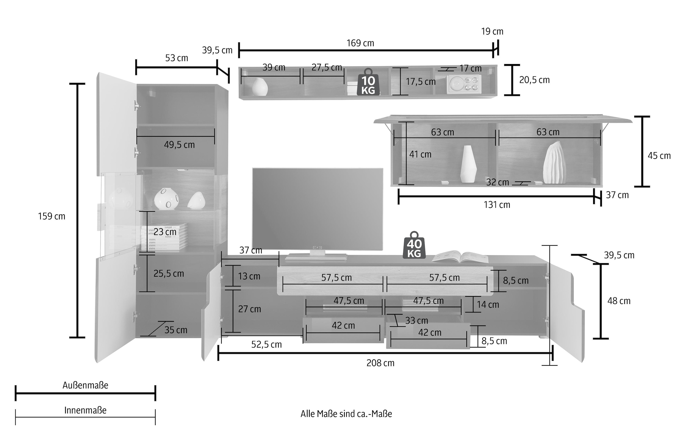 Helvetia Vitrine »Toledo«, Breite 131 cm auf versandkostenfrei