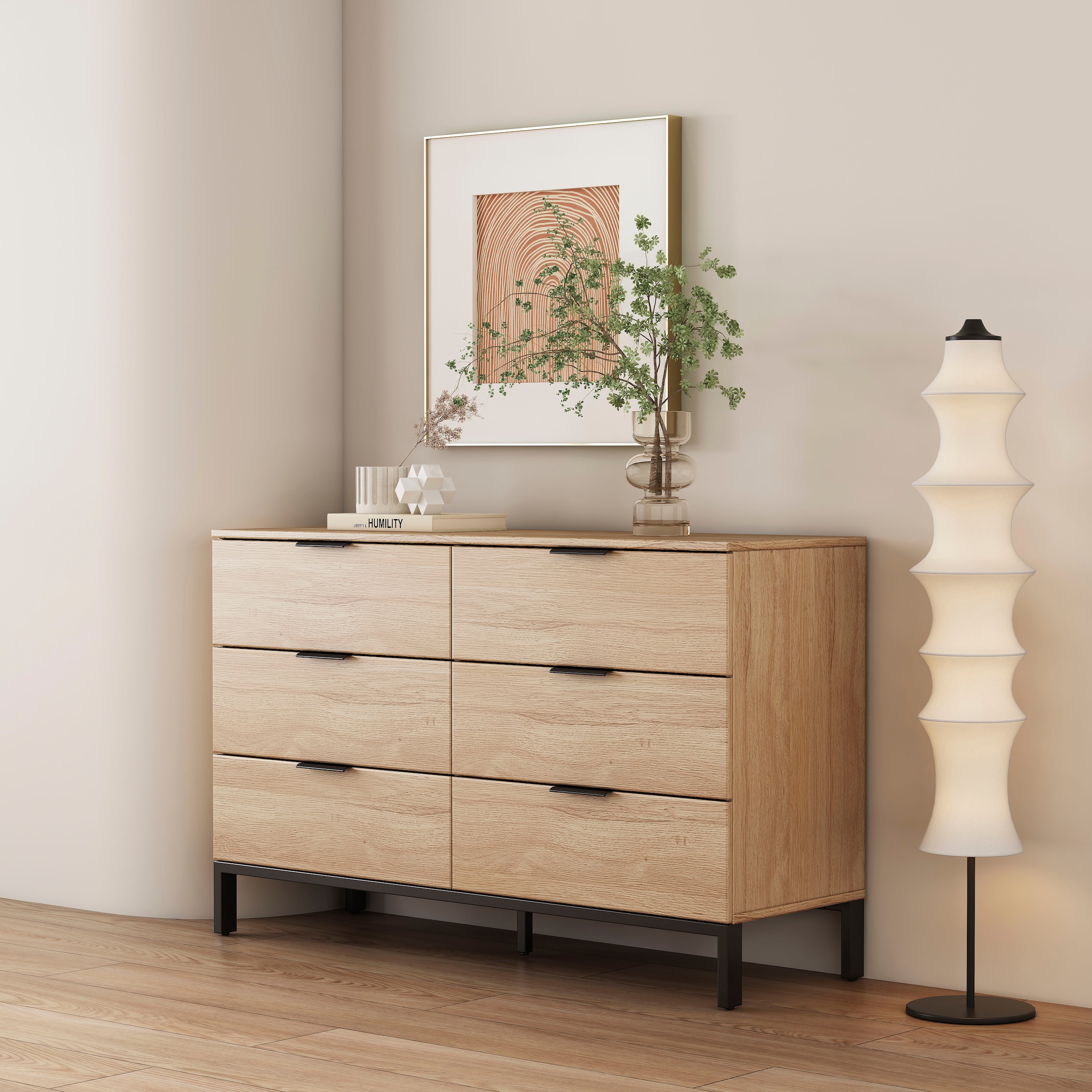 GOODproduct Kommode »Jorinde« Melaminoberfläche, flexibler Stauraum und robustes Metallgestell