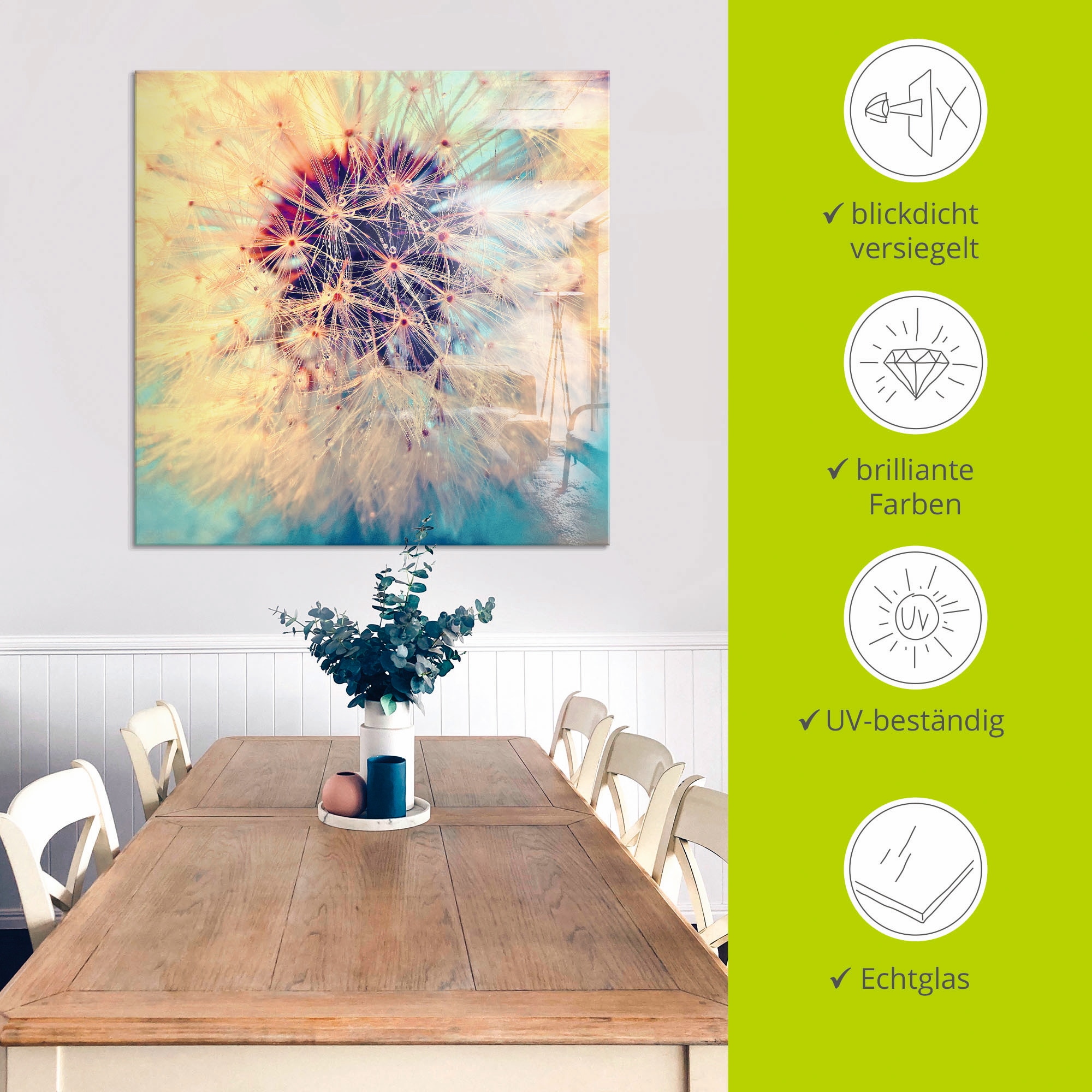 Artland Glasbild »Pusteblume ganz nah« Blumen 1 Stk. tlg. in verschiedenen Grössen