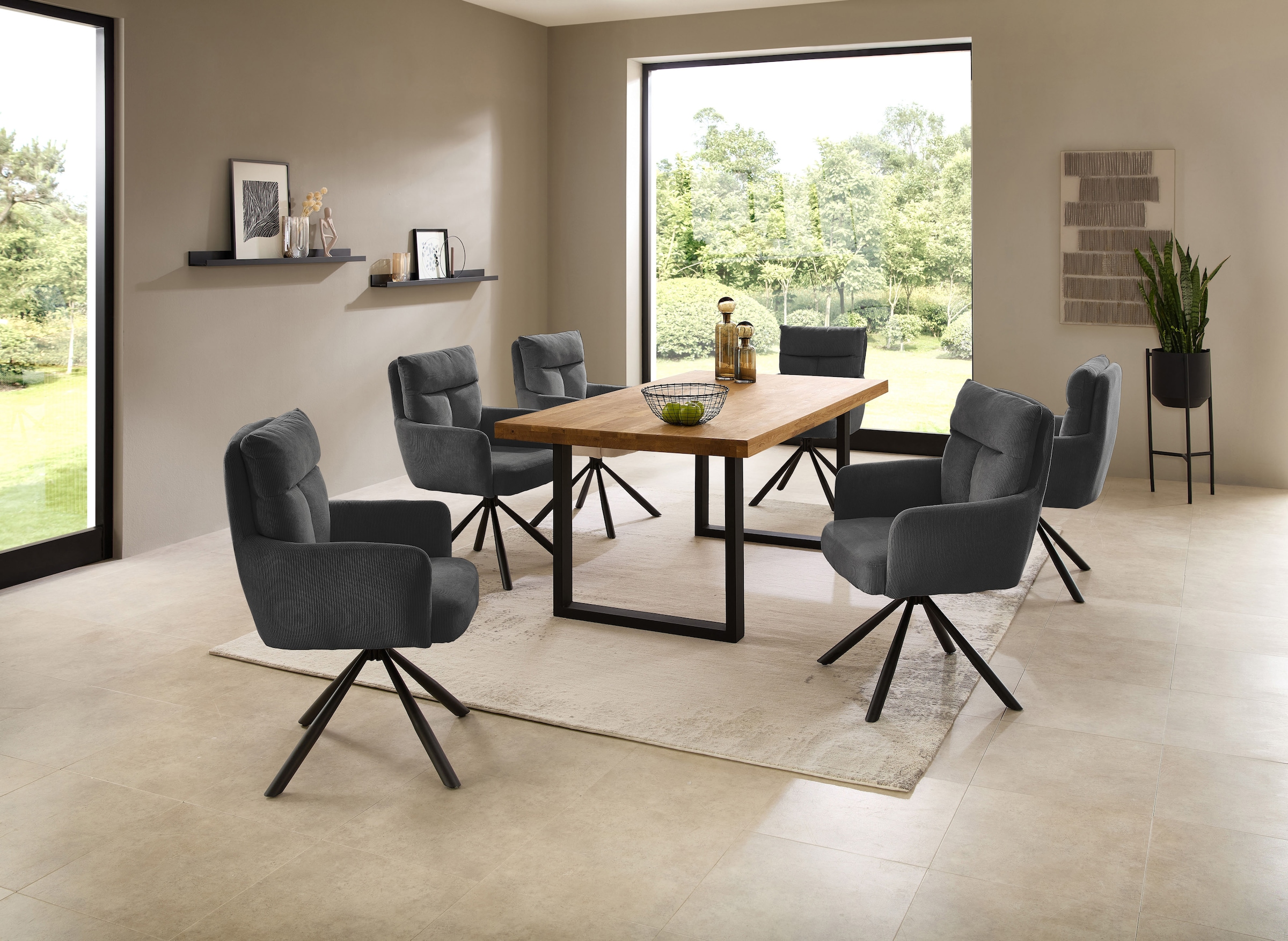 Stolkom Table de salle à manger »Chris Esszimmertisch Eiche Massivholz, BxHxT 110x47x70 cm« Gerade Kante, Industrial Style Eiche Massivholz