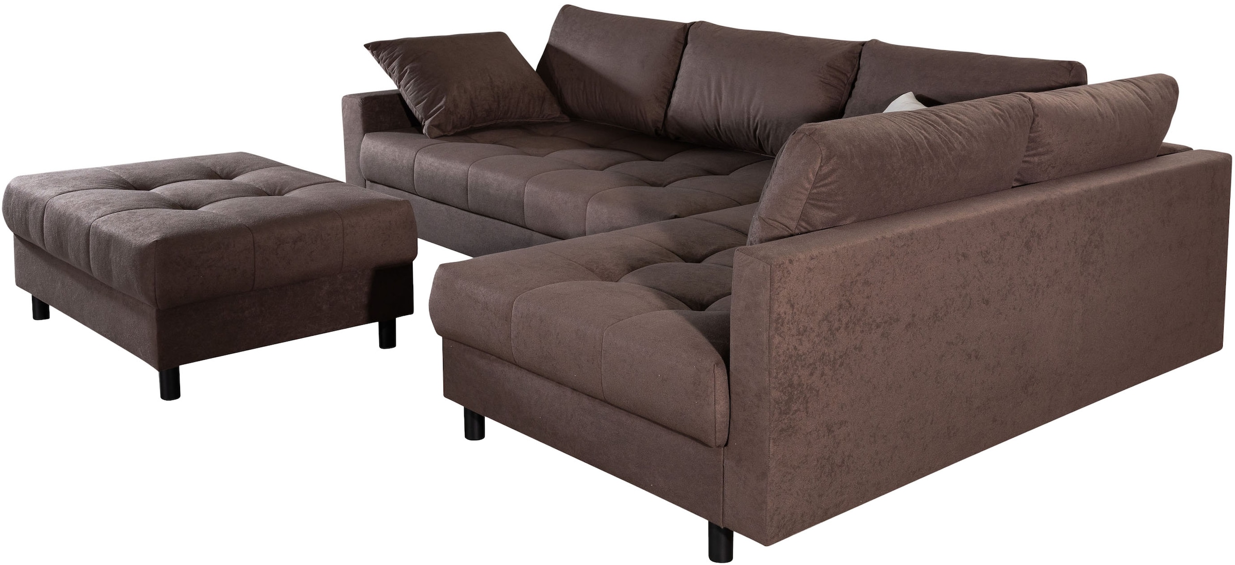 COLLECTION AB Canapé d'angle »Toni L-Form 274 cm« Set : canapé & pouf, 2 coussins décoratifs, ressorts Bonell