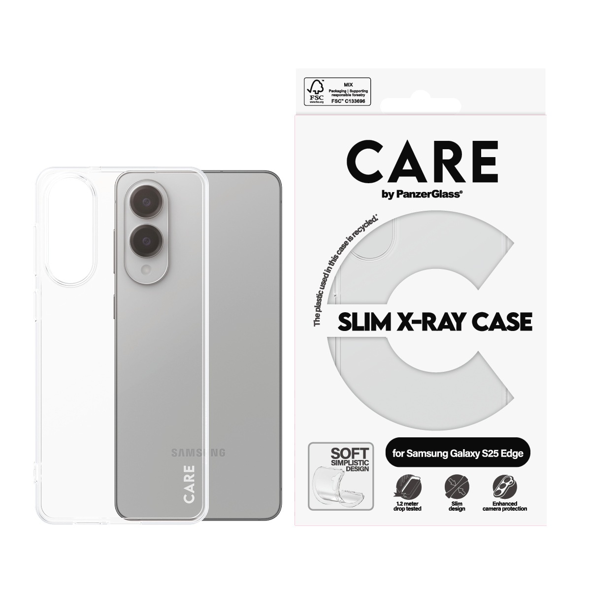 Image of CARE by PanzerGlass Backcover "Slim X-Ray Case für Samsung Galaxy S25 Edge" Samsung Galaxy S25 Edge Backcover, Schutzhülle, Handyschutzhülle, Case, Schutzcase, stossfest