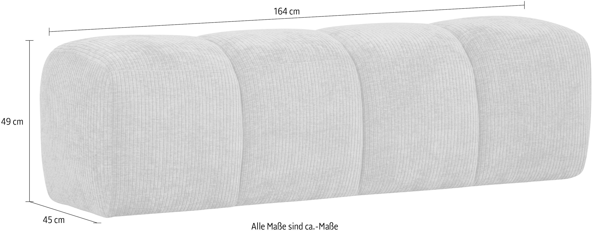WOOOD Polsterbank »Mojo ohne Rückenlehne mit Jacquard-Rippenbezug B 160 x T 45 x H 49 cm« Ausgezeichnete Verschleissfestigkeit, Tragkraft 120 kg, kombinierbar