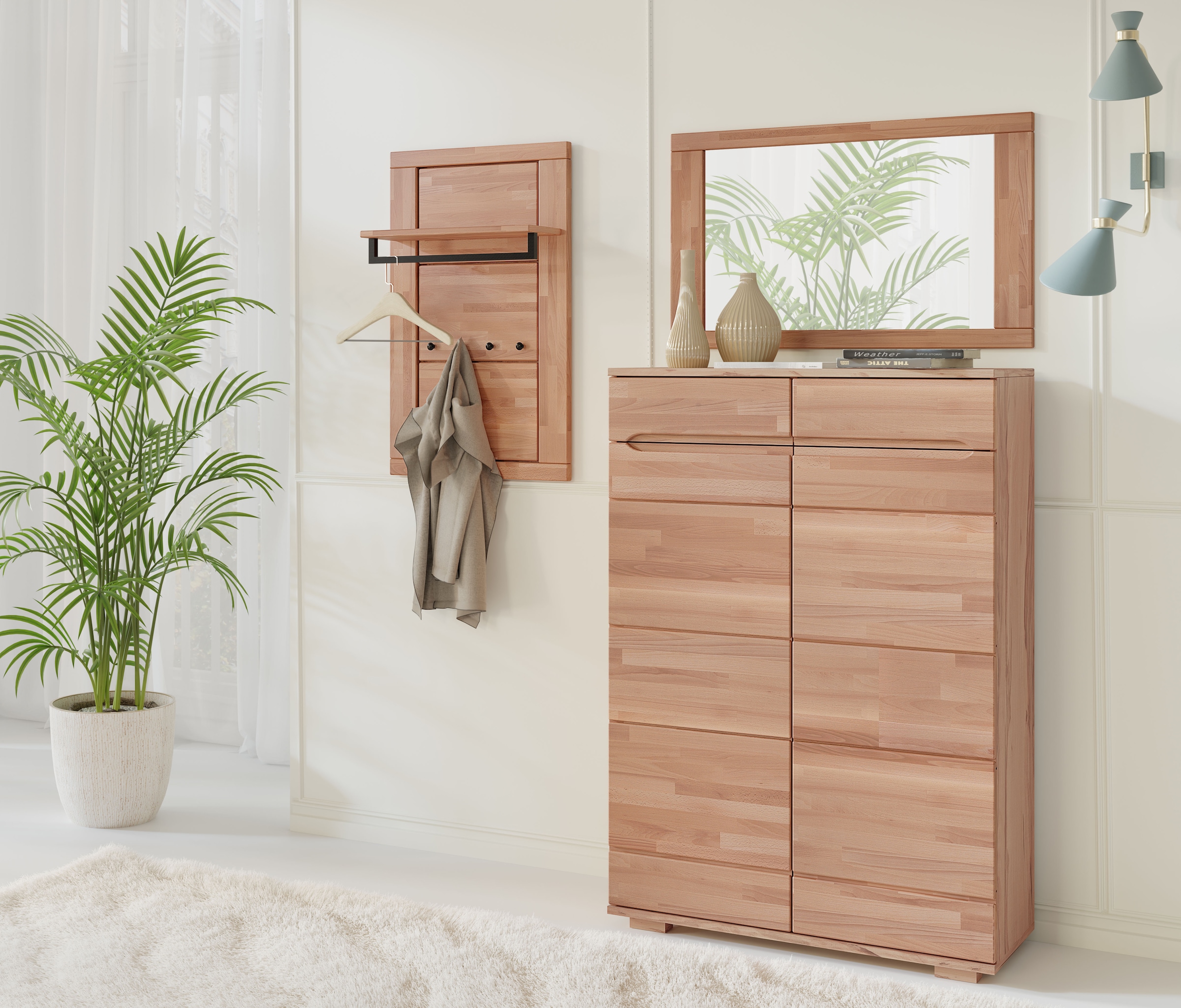 Home affaire Spiegel »Hochkant oder quer montierbar, Rechteckiger Spiegel mit Holz Rahmen« VETRO Wandspiegel B/H:100/60cm,Massivholz,Holz,Flur,Diele,Garderobe
