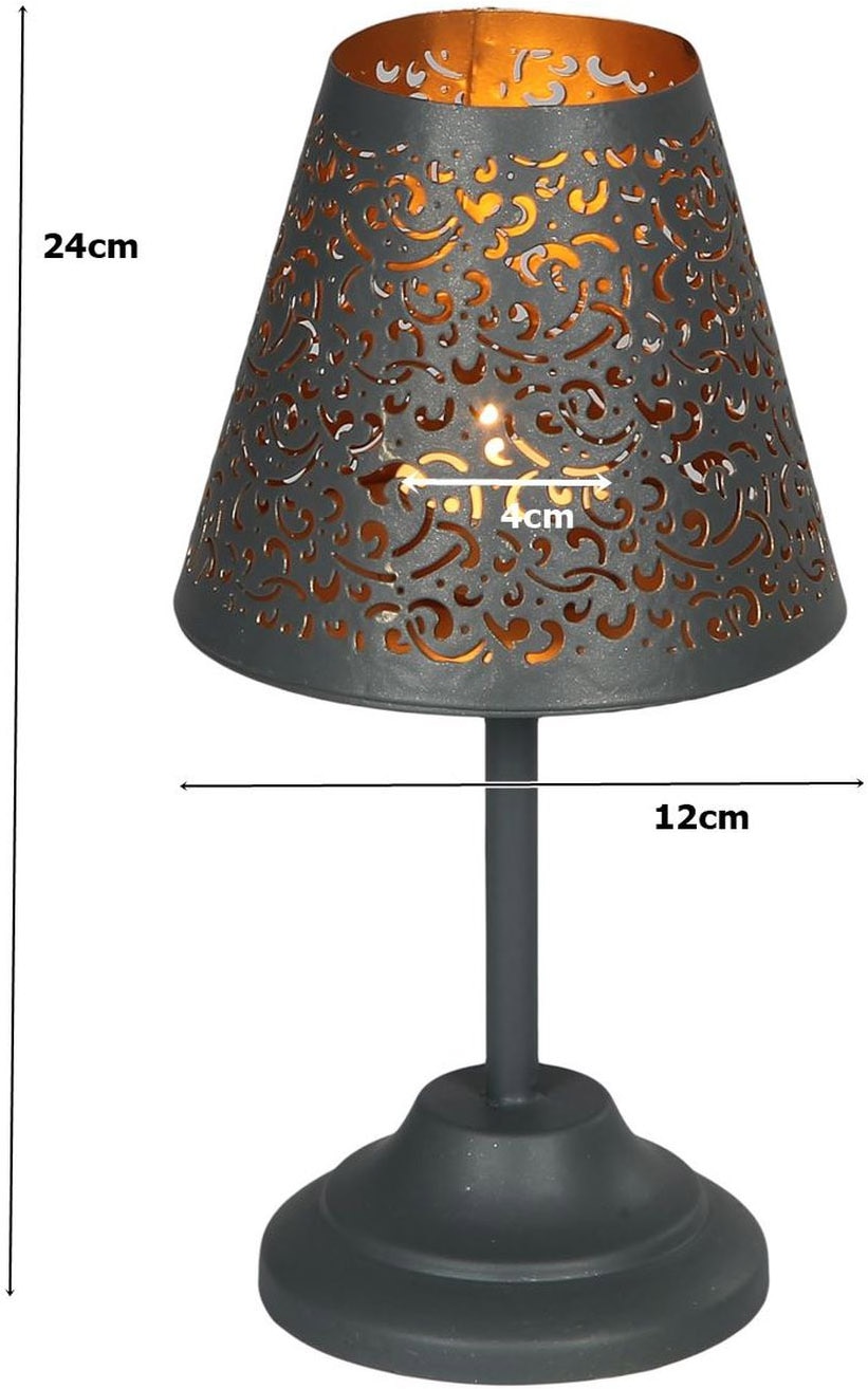 Ambiente Haus Porte-bougies à chauffe-plat »Teeliicht-Lampe in Grau - (H) 24 cm«
