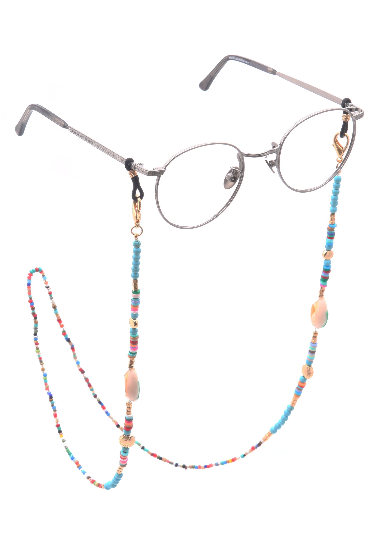 Firetti Brillenkette »Muscheln, maritim, bunt«, mit Natursteinen, Acryl- und Glasperlen, Karabinerverschluss