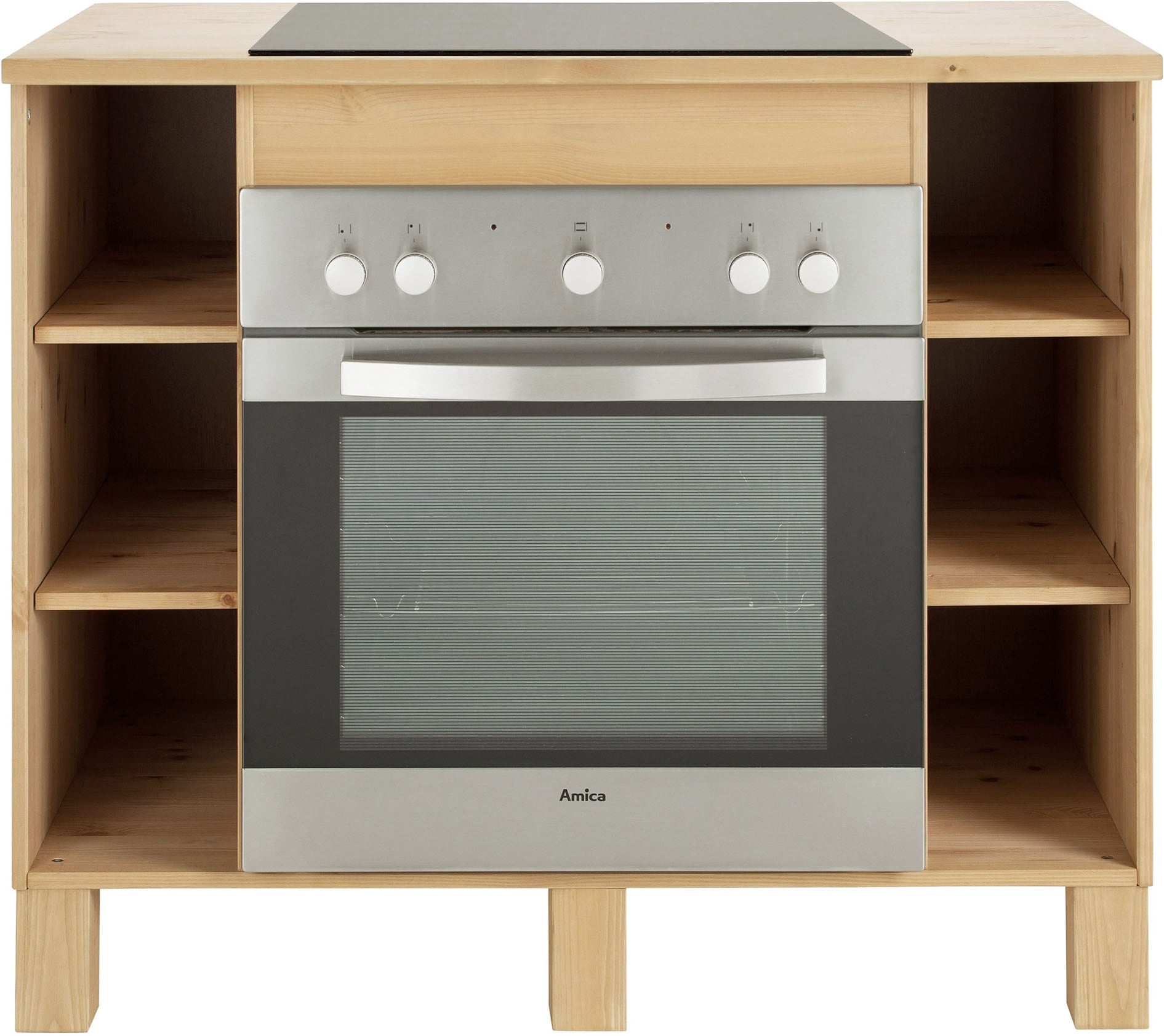Home affaire Armoire encastrée pour cuisinière »Oslo« Largeur 100 cm, en 2 profondeurs, pin massif, avec plan de travail de 23 mm