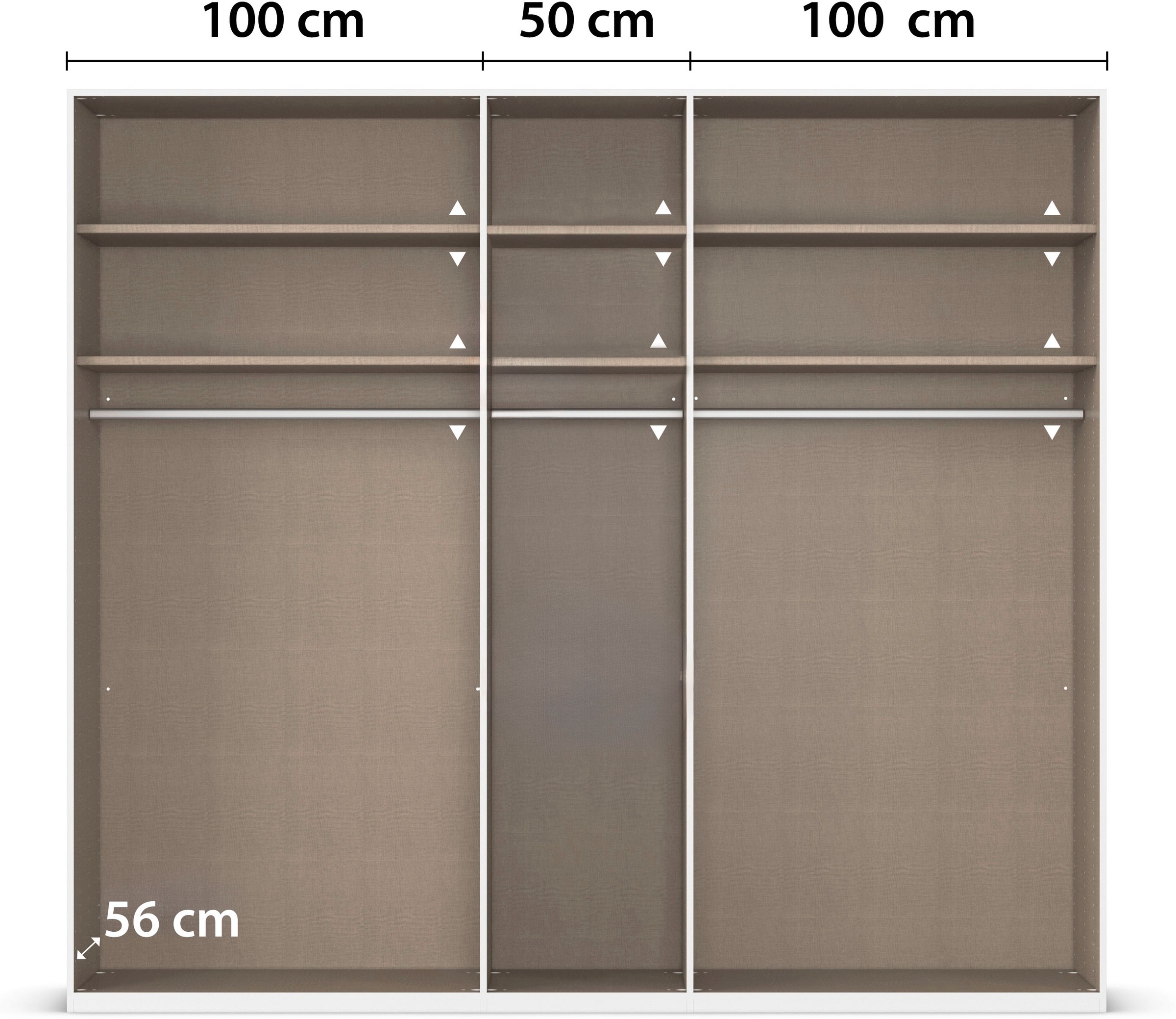 rauch Kleiderschrank »Drehtürenschrank Schrank Garderobe Wäscheschrank KONA« Breiten 251/301 cm, Höhe 223 cm, Tiefe 61 cm,  Glasauflage, Massivholz-Absetzung, SOFT-CLOSE-FUNKTION MADE IN GERMANY