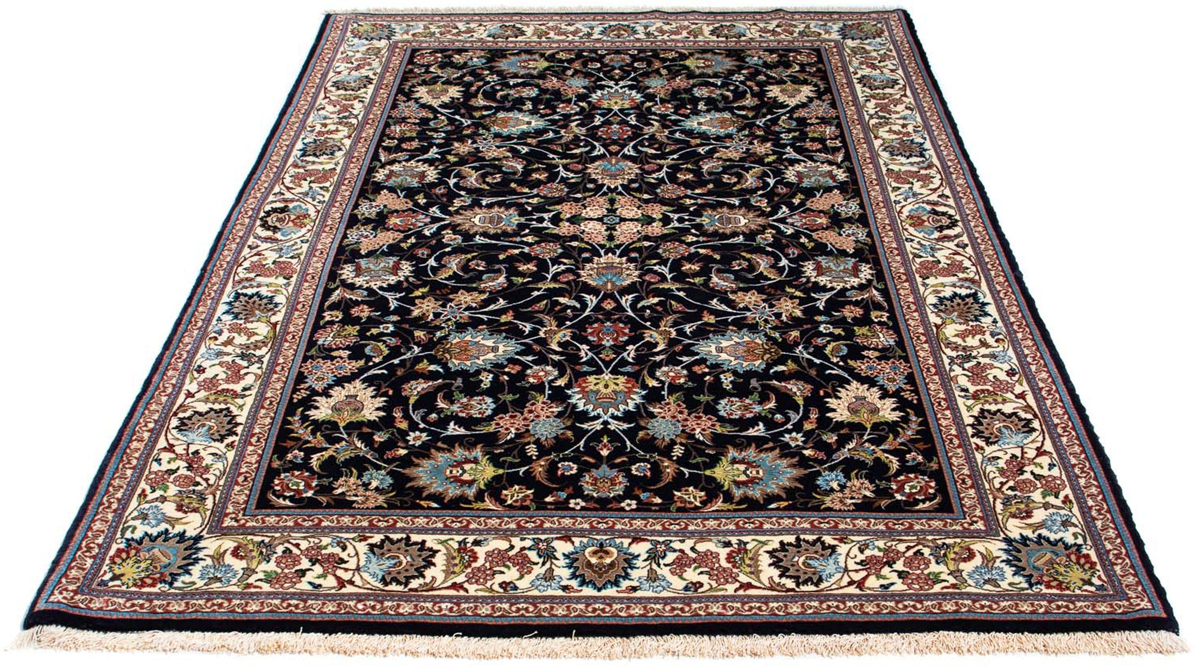 Image of morgenland Orientteppich »Perser - Ghom - 210 x 140 cm - dunkelblau«, rechteckig, 10 mm Höhe, Wohnzimmer, Handgeknüpft, Einzelstück mit Zertifikat bei Ackermann Versand Schweiz