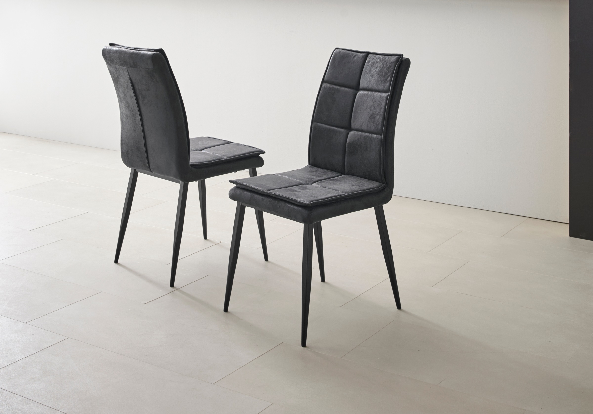 Image of my home Esszimmerstuhl »Lima«, (Set), 2 St., Microfaser, (2 Stück), Bezug in Mikrofaser, schwarzes Metallgestell bei Ackermann Versand Schweiz