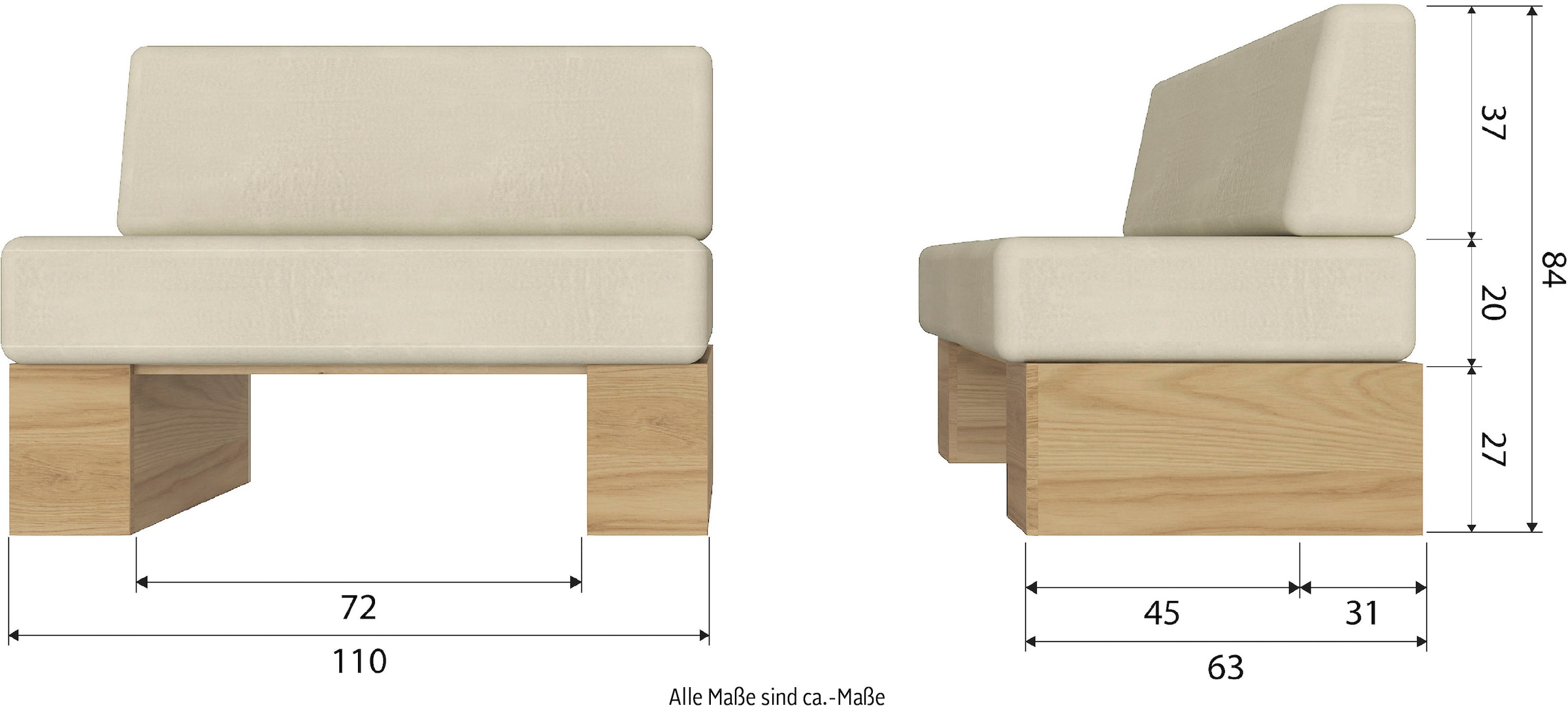 WOOOD Banc de salle à manger »Dine Polsterbank« banc avec coussin d’assise confortable