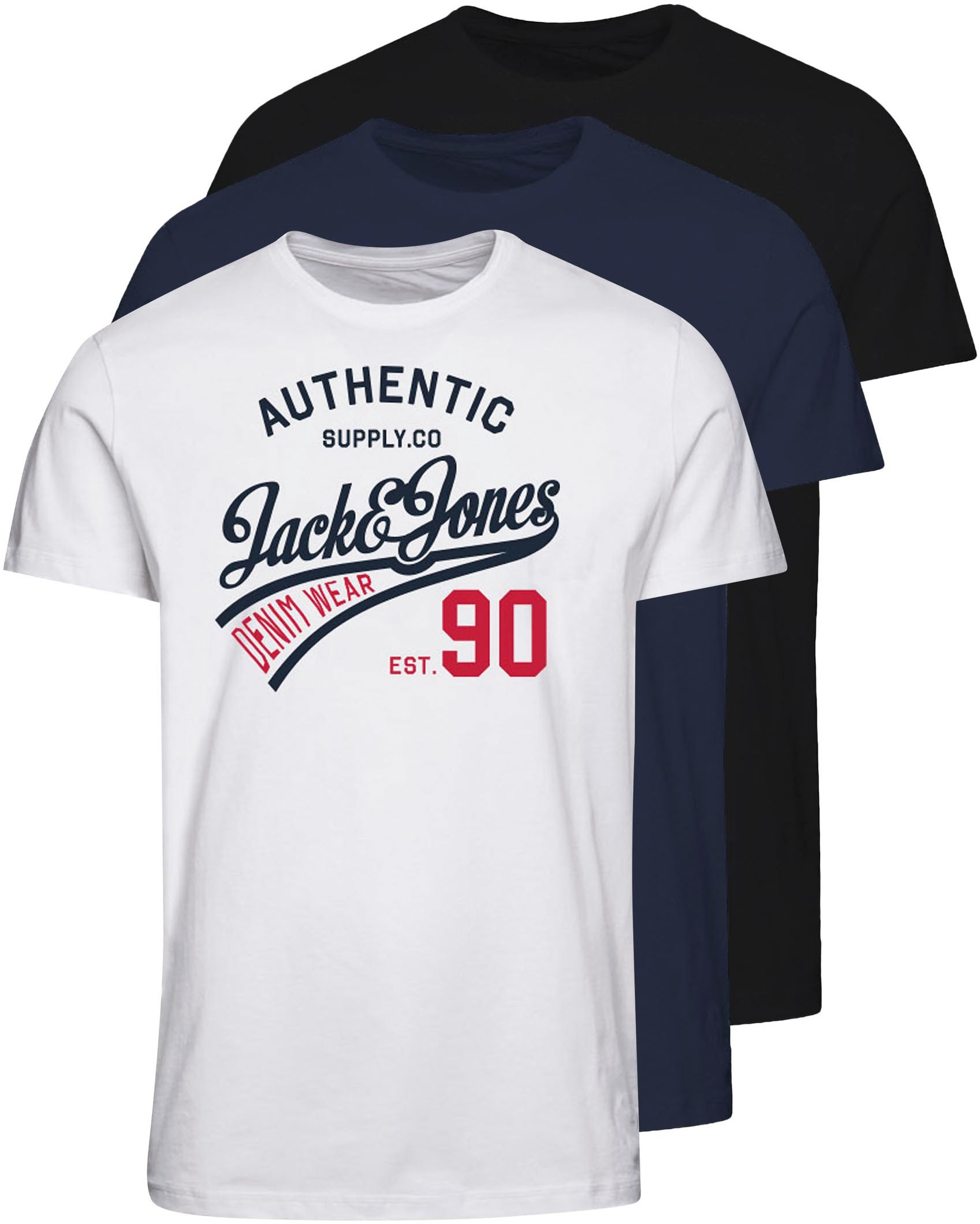 T-Shirt »JJETHAN TEE SS CREW NECK 3PK MP NOOS«, (Packung, 3 tlg., 3er-Pack)