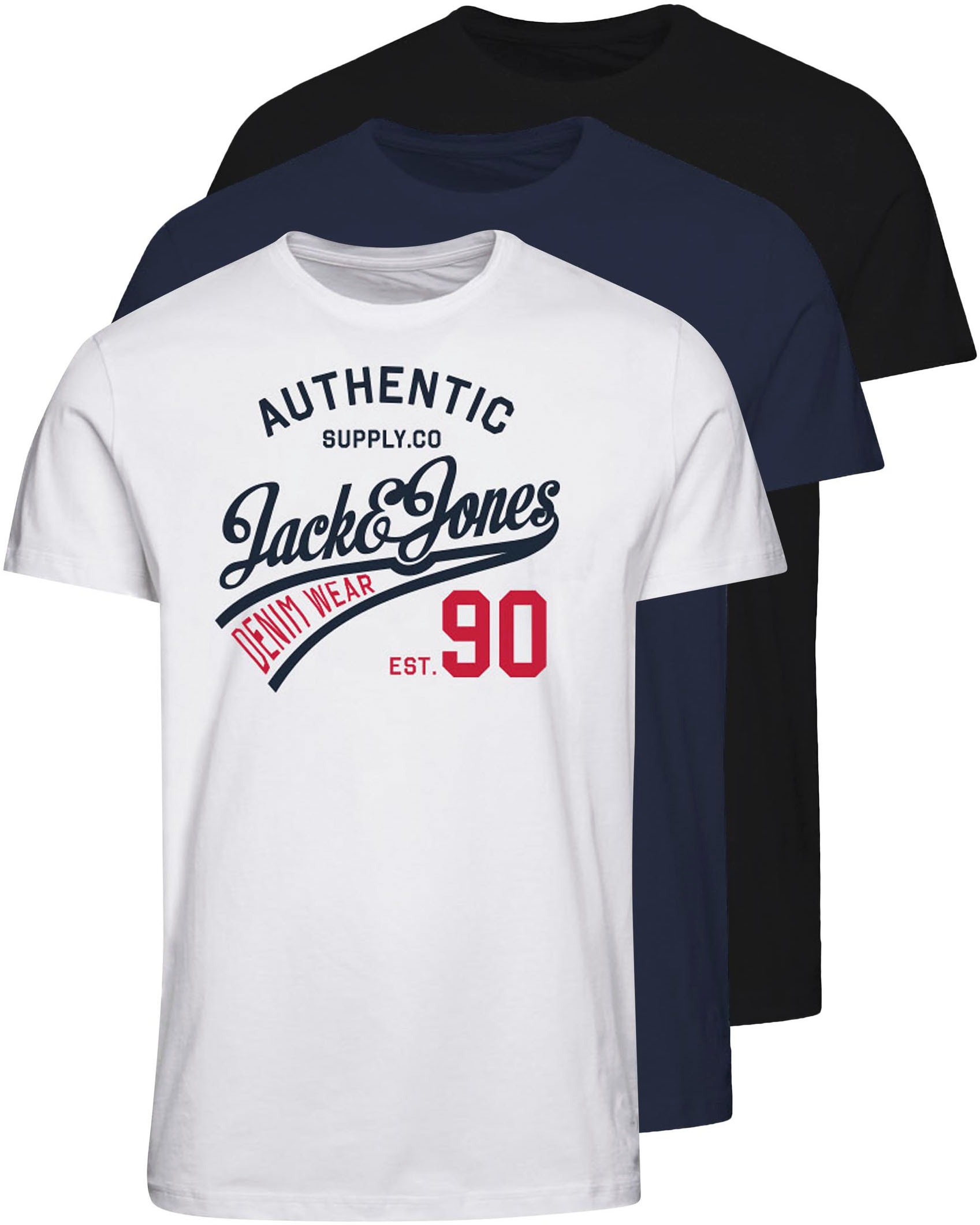 Image of Jack & Jones Rundhalsshirt "JJETHAN TEE SS CREW NECK 3PK MP NOOS" Packung, 3er-Pack, 3 Stk.