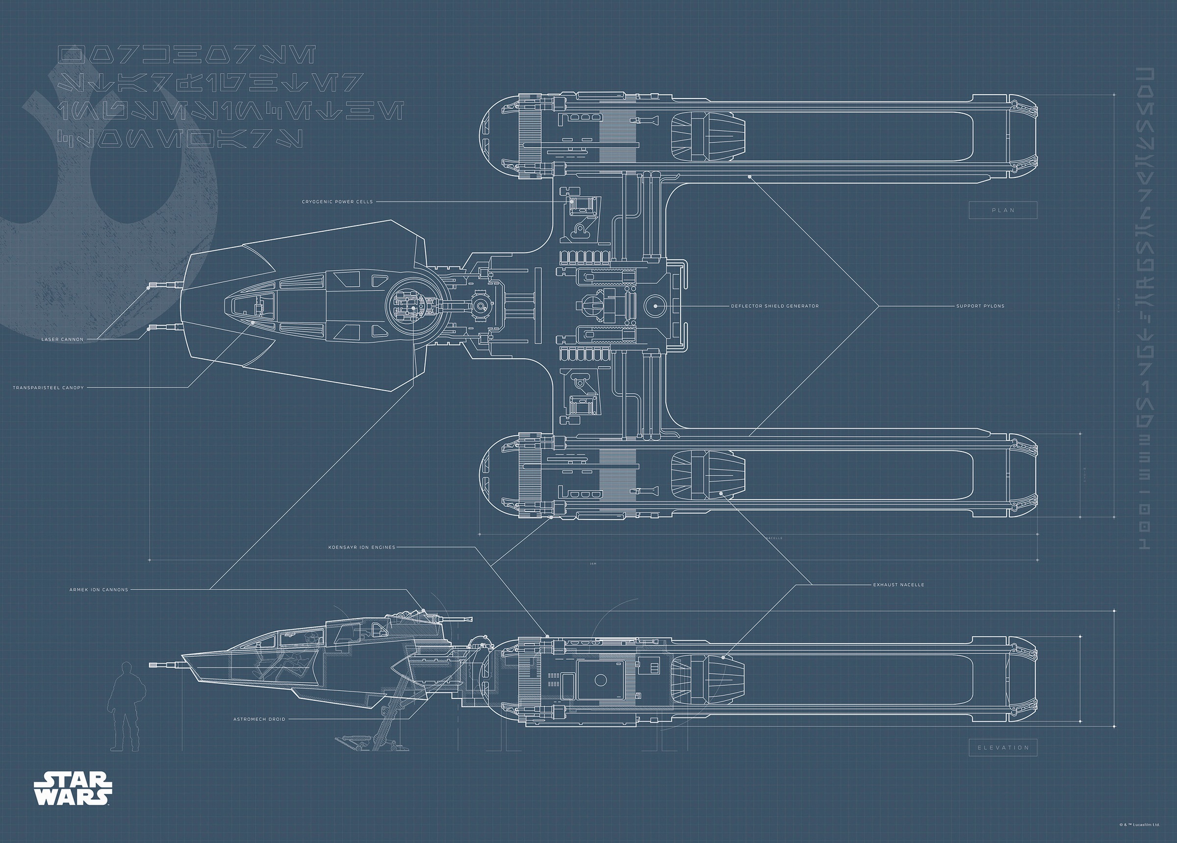 Image of Komar Poster »Star Wars EP9 Blueprint Y-Wing«, Star Wars bei Ackermann Versand Schweiz