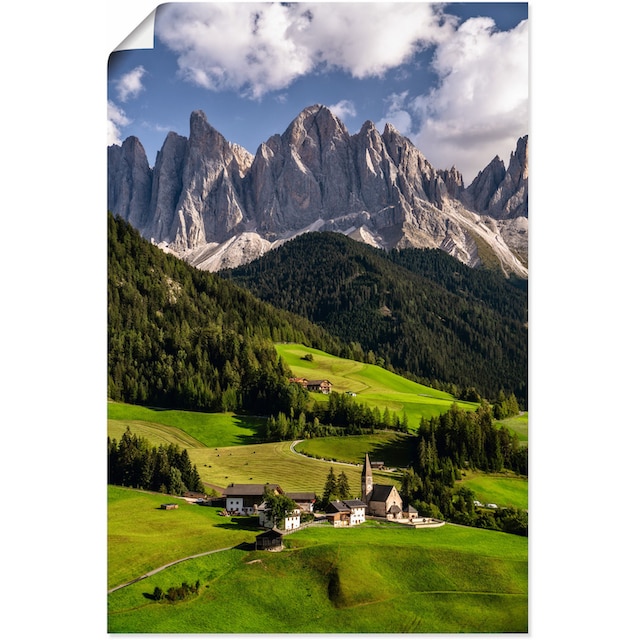 Artland Wandbild »Sommer in Südtirol in den Dolomiten«, Berge &  Alpenbilder, (1 St.), als Alubild, Leinwandbild, Wandaufkleber oder Poster  in versch. Grössen acheter confortablement