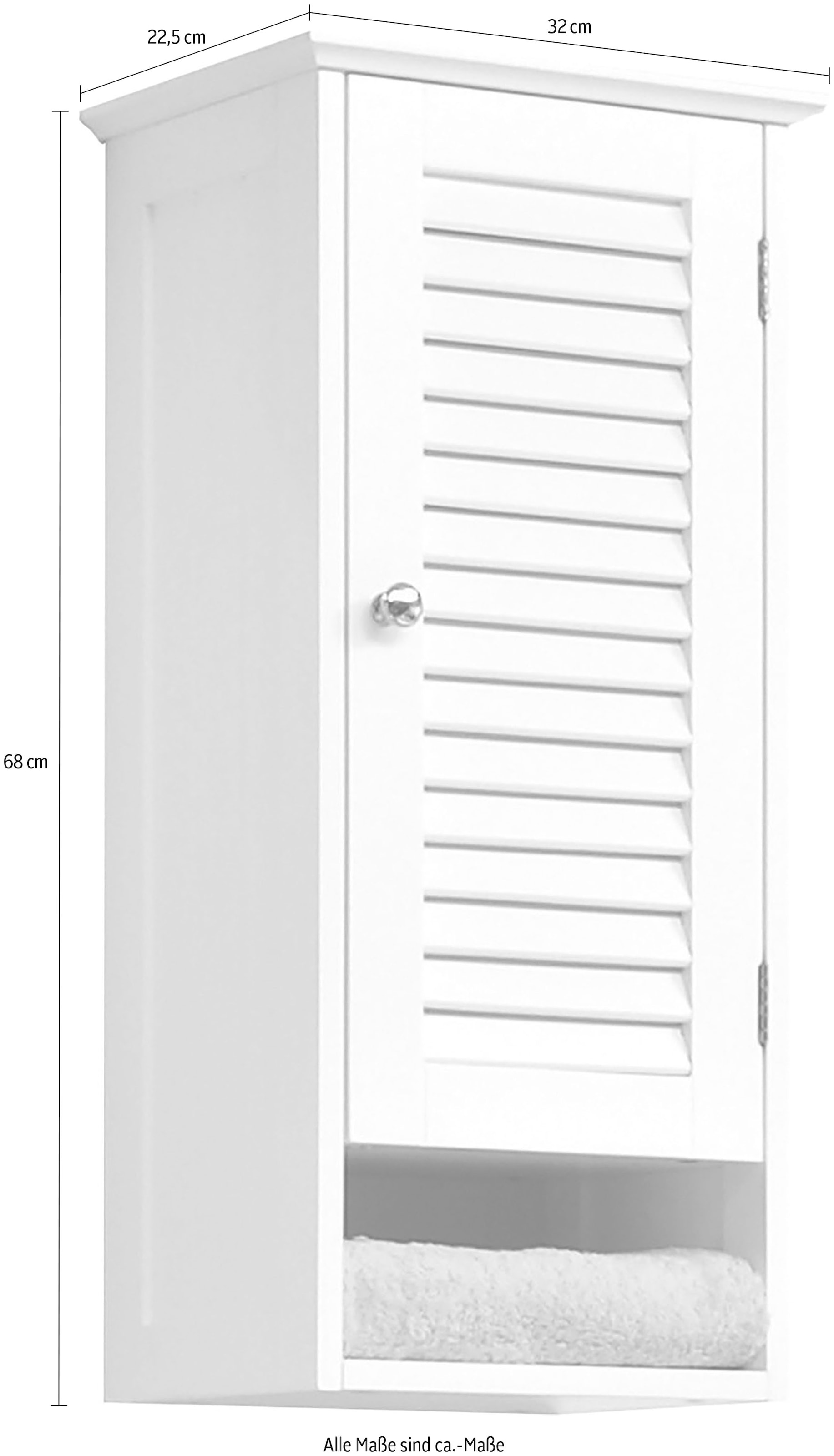 Saphir Hängeschrank »Quickset 928 Wand-Badschrank, 1 Tür, 1 Einlegeboden, 1 Nische« Badezimmer-Hängeschrank, 32 cm breit, Weiss, Landhaus-Stil