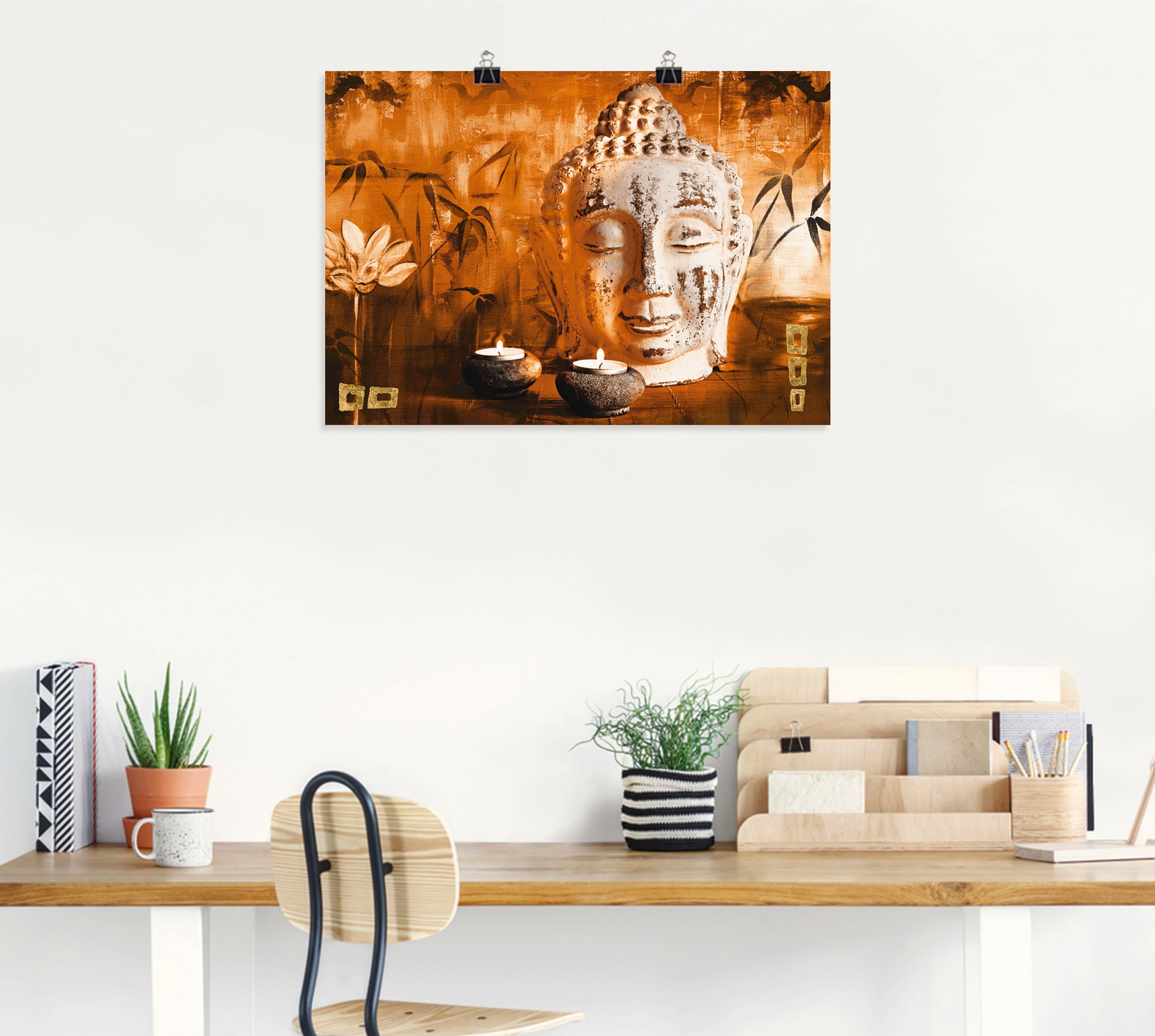 Artland Wandbild »Buddha mit Kerzen«, Religion, (1 St.), als Leinwandbild, Poster in verschied. Grössen