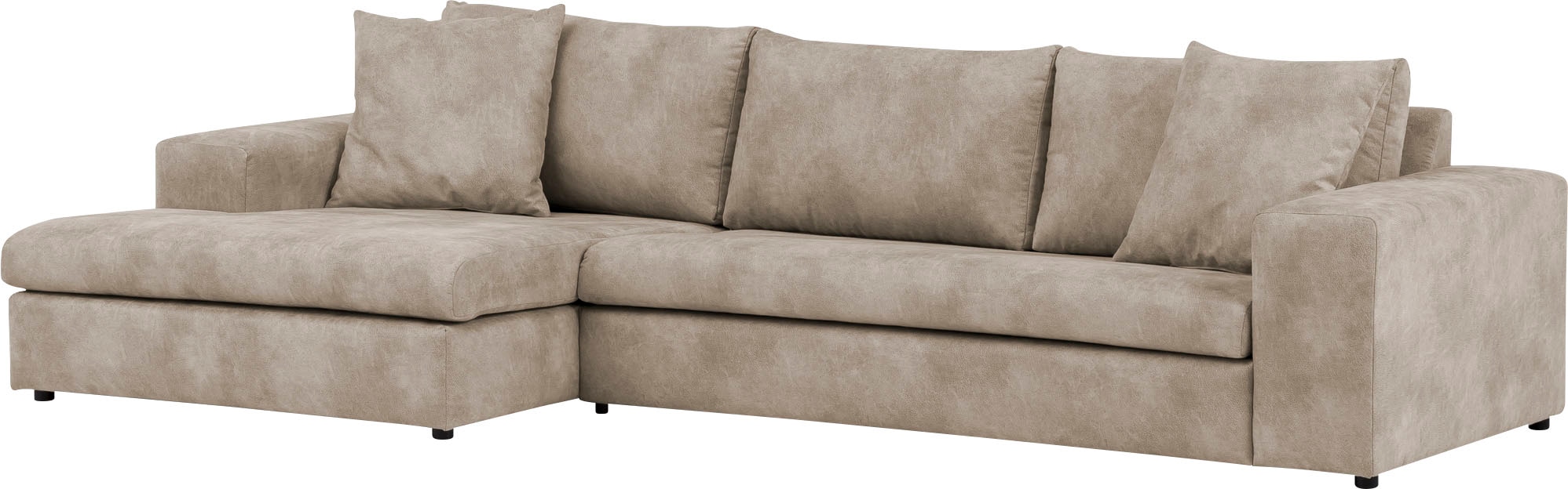 andas Ecksofa »SLEETLAND XXL in Samtvelours oder Vintage-Leder-Optik, L-Form,«, besonders gross und bequem