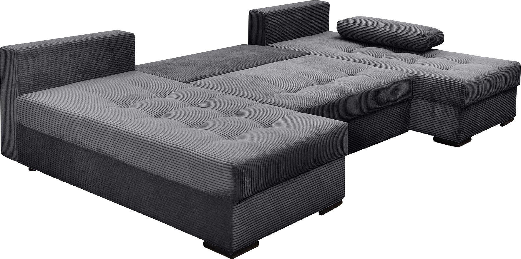 COLLECTION AB Wohnlandschaft »Josy U-Form, Breite 269 cm, Flachgewebe, Struktur, Cord & Cord/Mix«, (Cord-/Mix), inkl. Bettfunktion, Bettkasten, mit 3 gleich grossen Rückenkissen