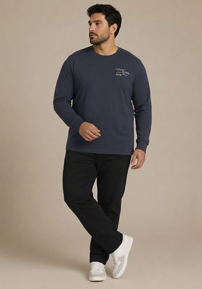 Man's World Plus Rundhalsshirt »auch in Grosse Grössen bis Gr. 7XL« Regular Fit, mit langem Arm, bedruckt, für Casualmode