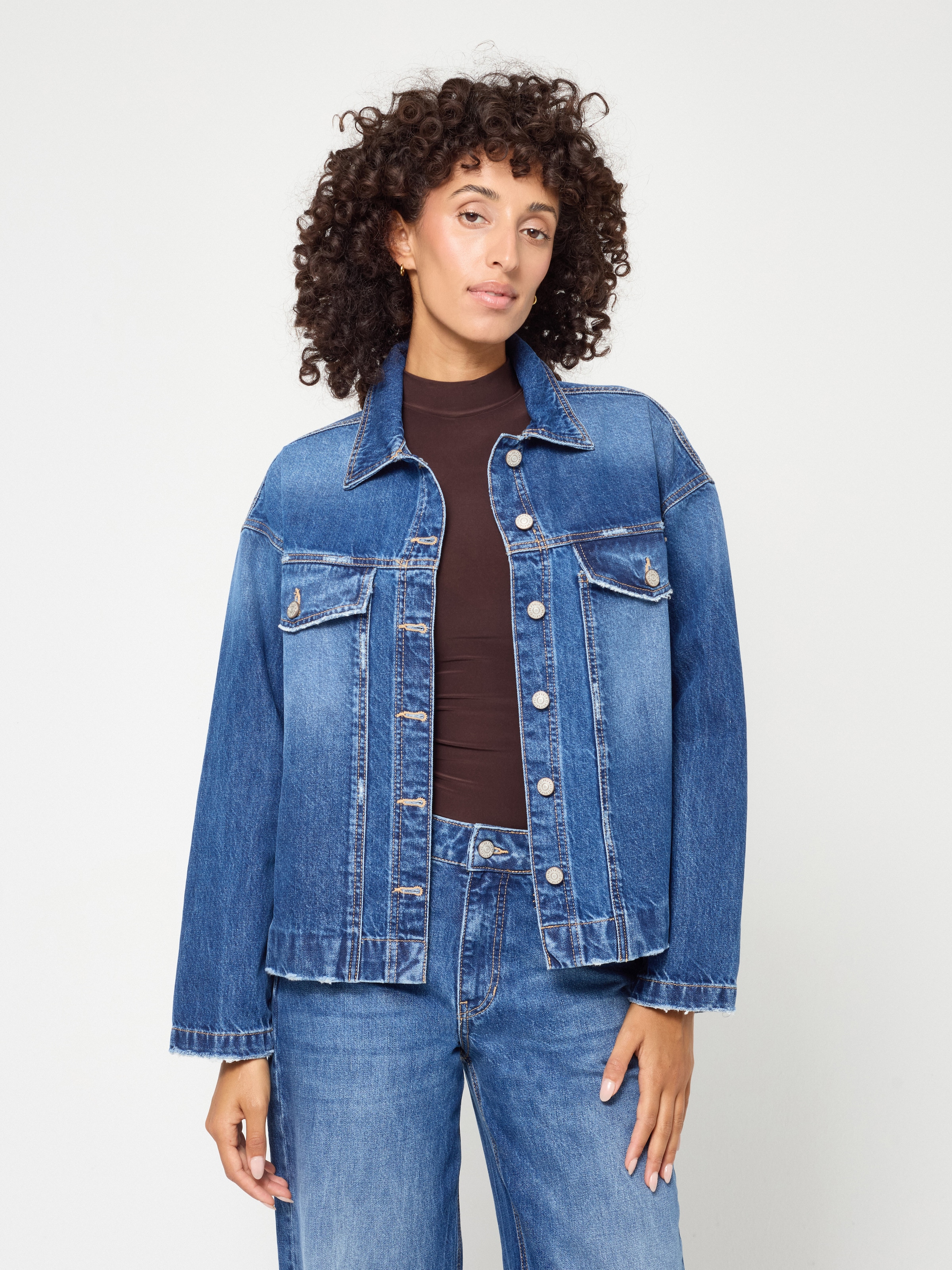 Image of GANG Jeansjacke "94ZORA JACKET" im Oversize Fit, Destroyed-Effekte