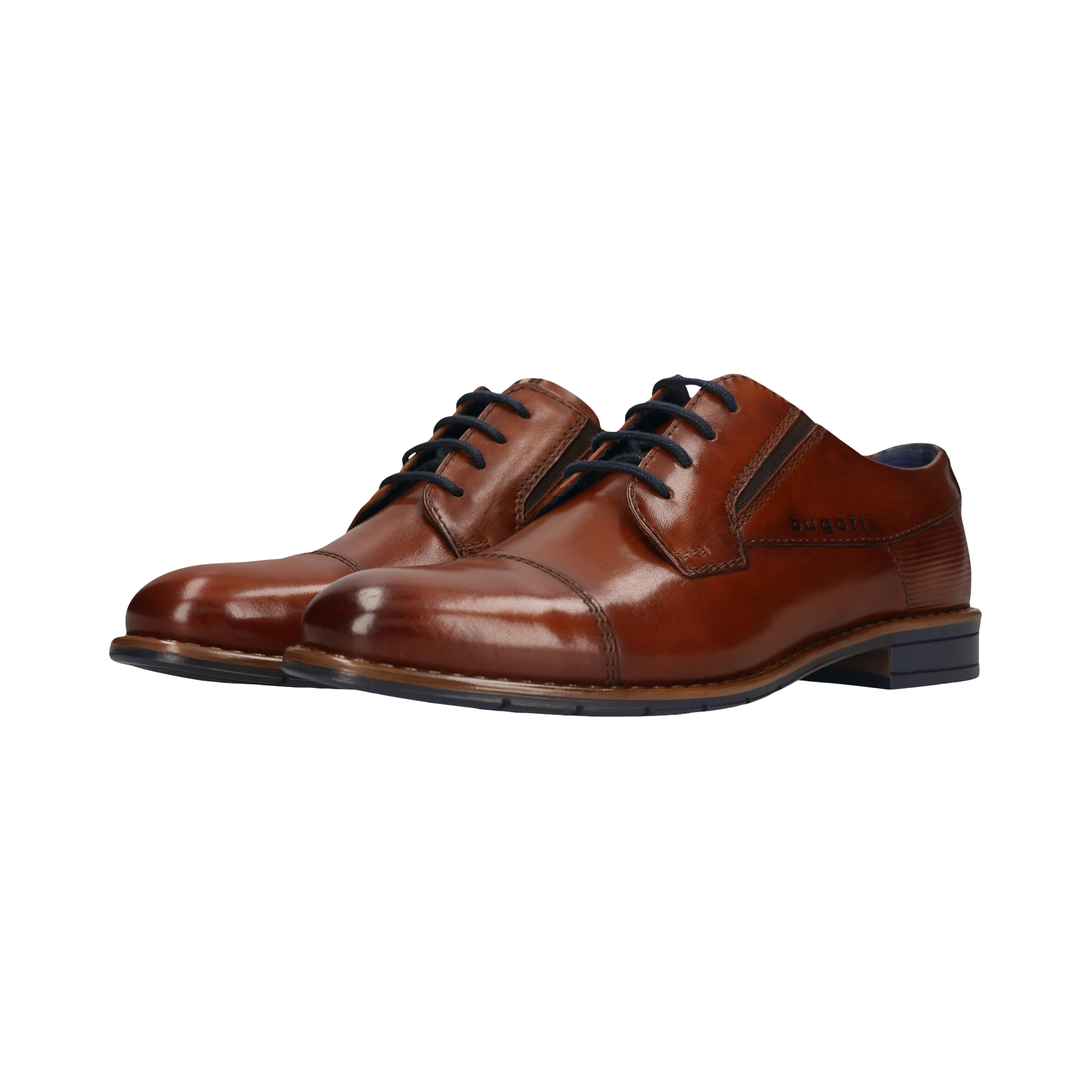 Image of bugatti Schnürschuh, Blockabsatz, Abendschuh, Businessschuh mit Logoprägung