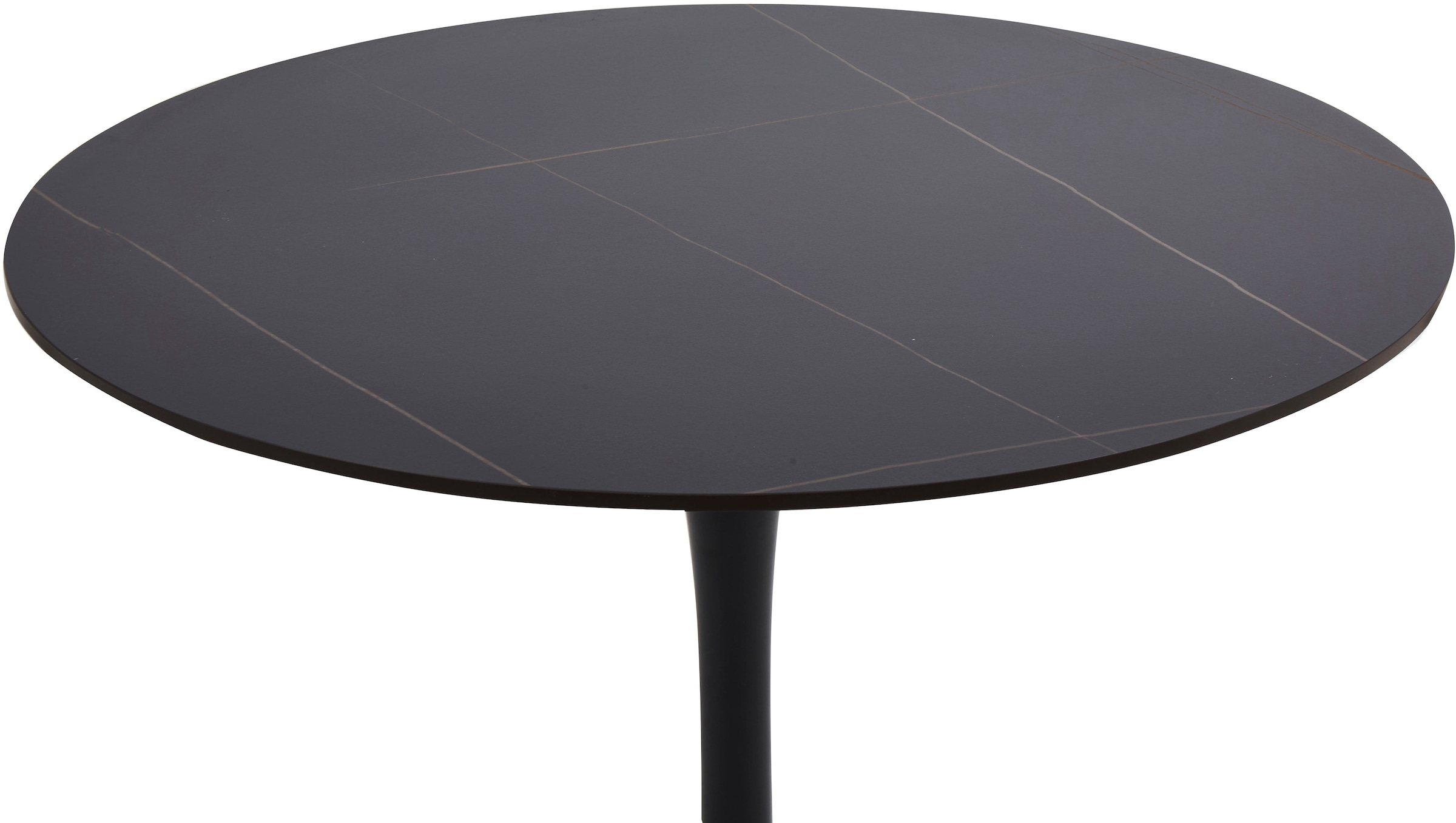 GOODproduct Esstisch »Freya« 1 Stk. tlg. Runder Tisch 90cm in Sinterstein, Black Copper mit schwarzem Säulenfuss