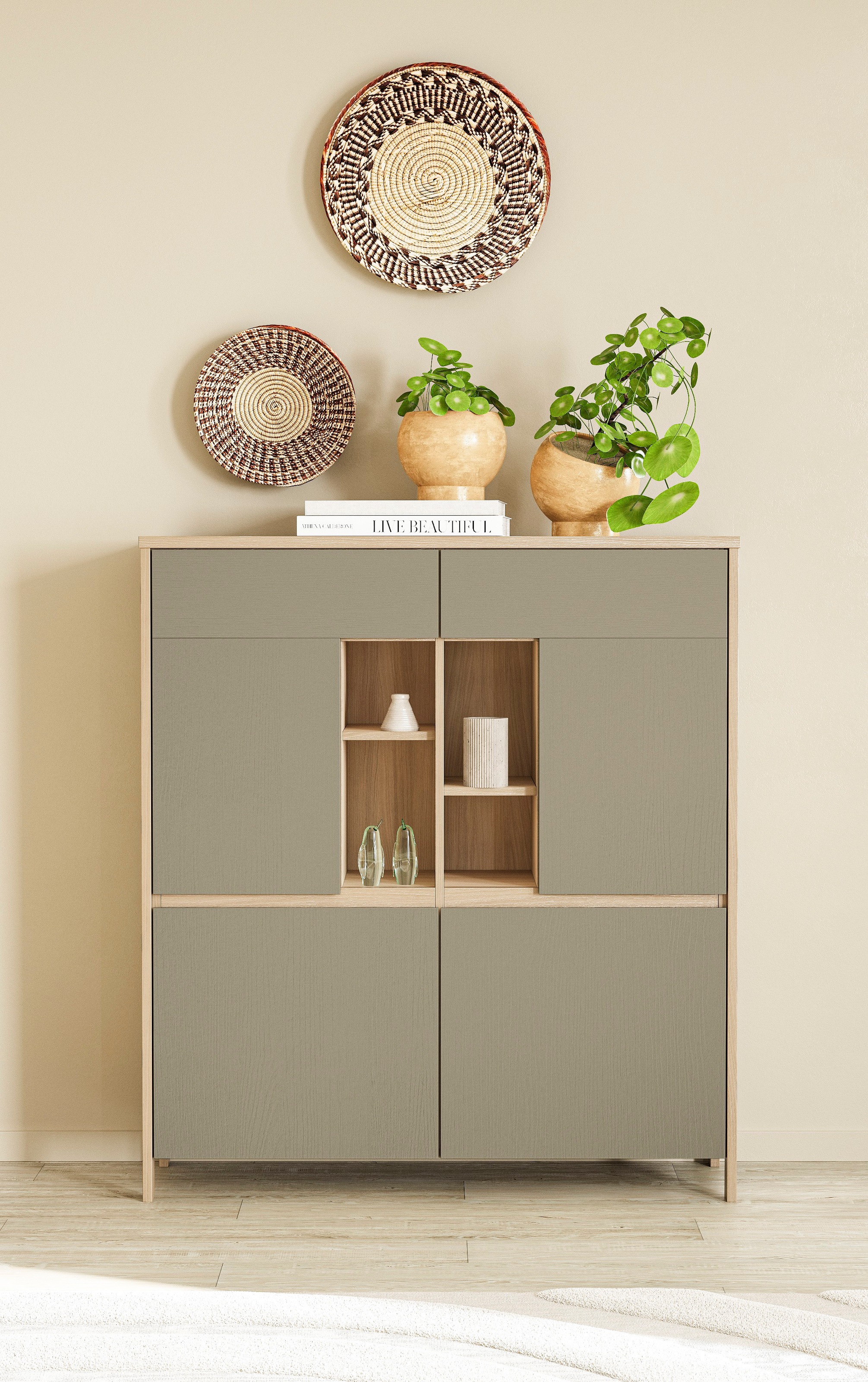 Image of Home affaire Highboard "Stranda, moderner Schrank, Stauraumelement im Scandic-Style" elegante Rahmenoptik, ausreichend Stauraum, vielseitig einsetzbar
