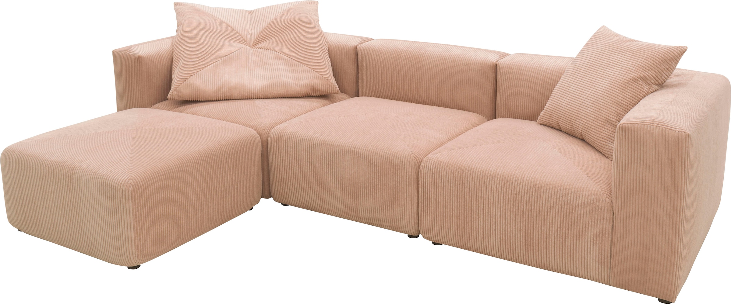 RAUM.ID Ecksofa »Gerrid L-Form«, Cord-Bezug, Modulsofa, bestehend aus Eck- und Mittelelement + Hocker