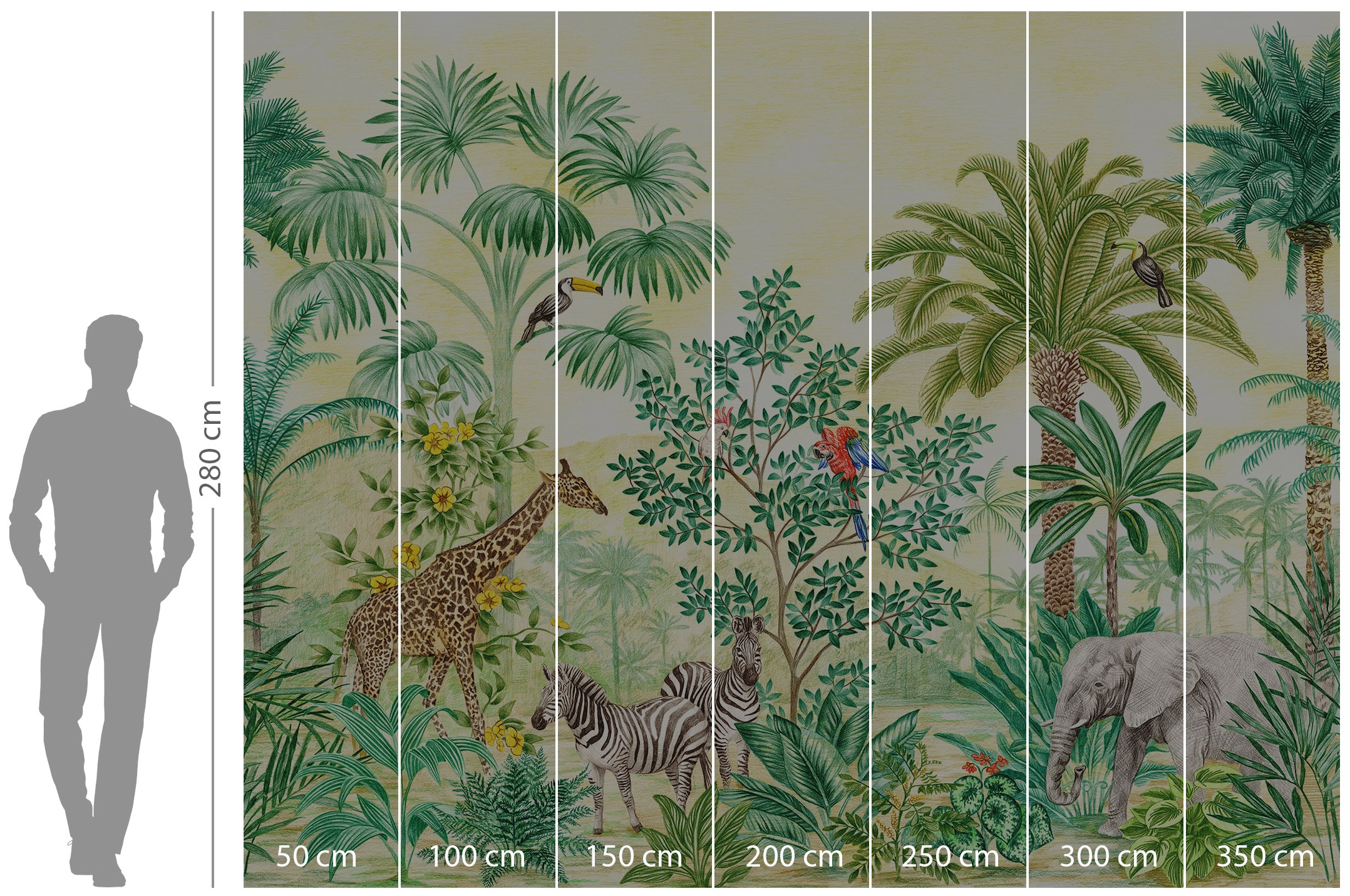 Komar Vliestapete »Digitaldruck Vlies - Jungle Adventure - Grösse 350 x 280 cm«, bedruckt, Kinderzimmer