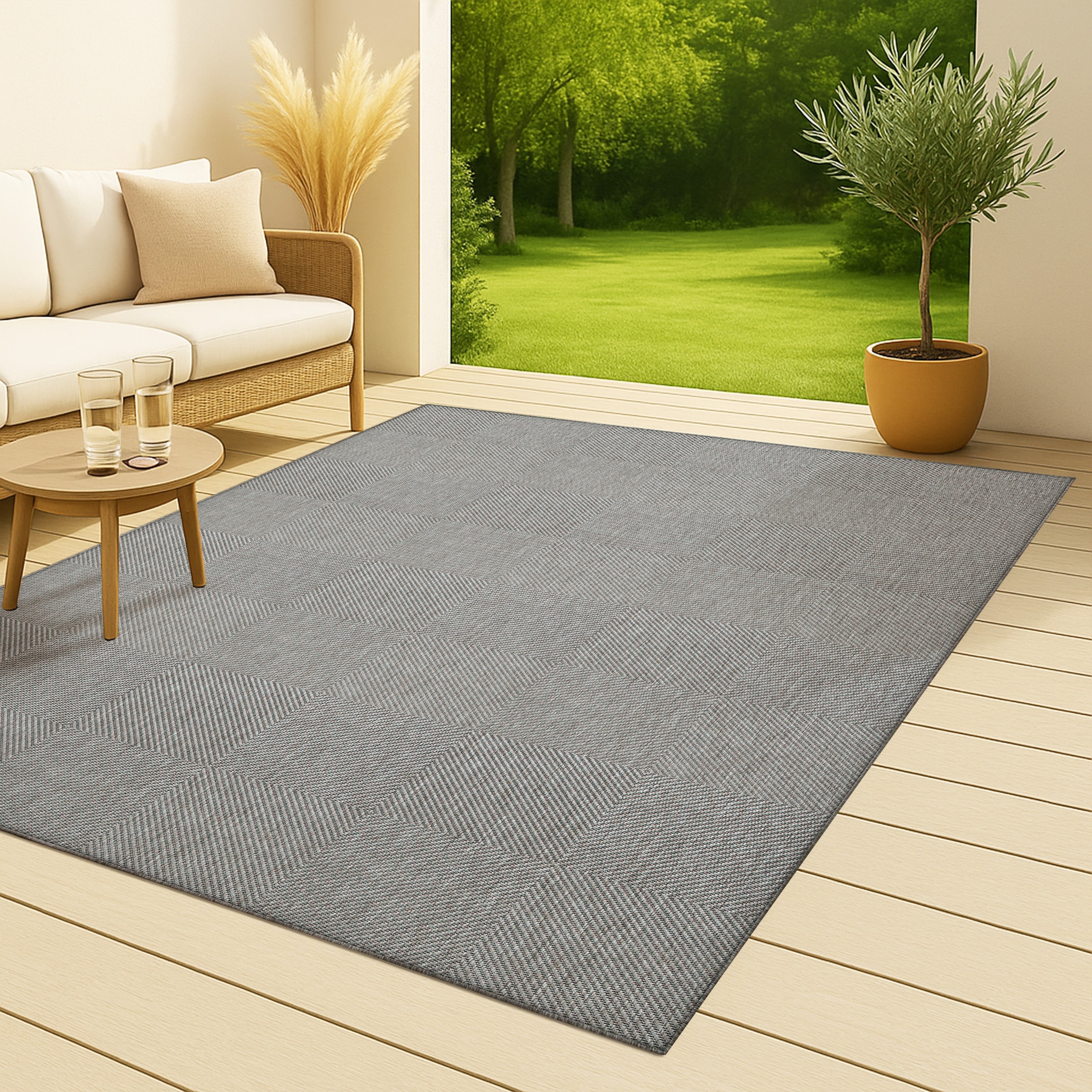 GOODproduct Teppich »Anna, auch als Läufer erhältlich« rechteckig 3 mm Höhe In- und Outdoor geeignet, Sisal-Optik, Wetterfest & UV-beständig