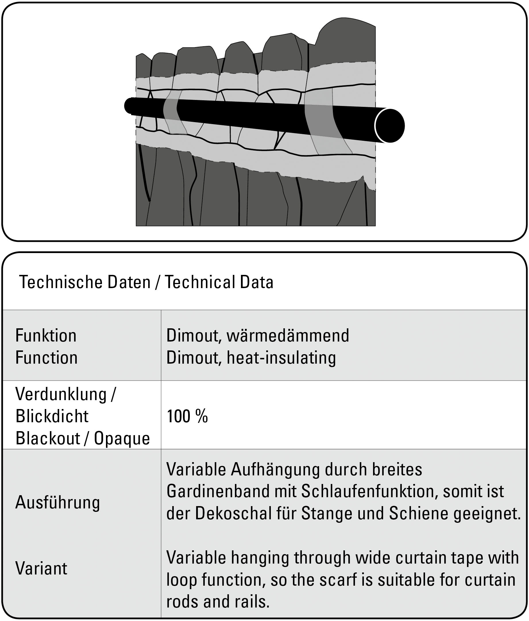 Sehlbach Rideau »Schal Dimout Uni« Boucles 1 cuis tlg. avec bande pour rideau et boucles invisibles