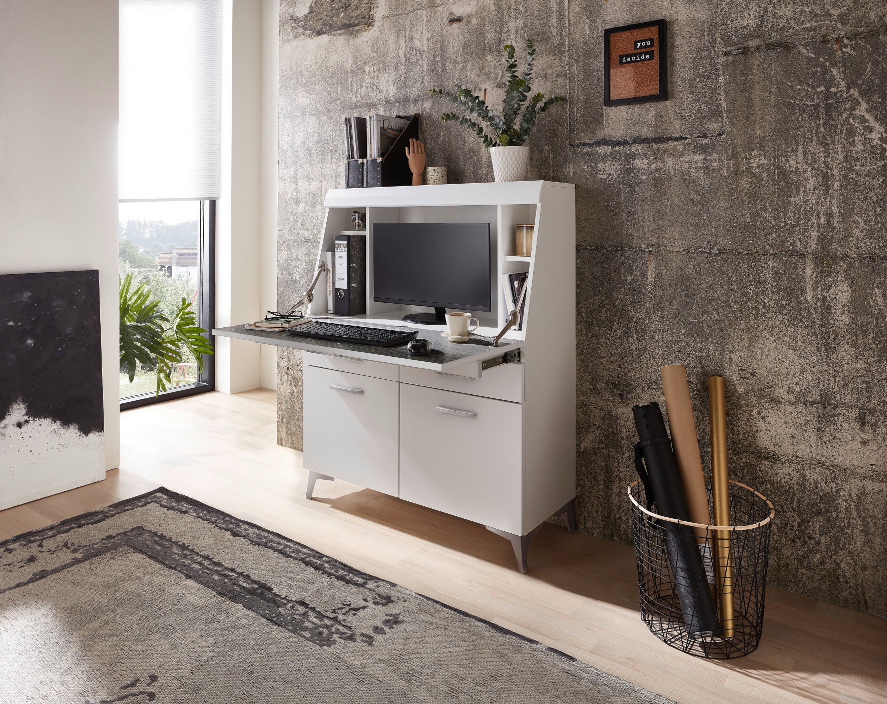 Innostyle Sekretär »SECRET« Stauraumschrank, mit Monitor-/Laptopfach, Soft-Close, Breite 98 cm