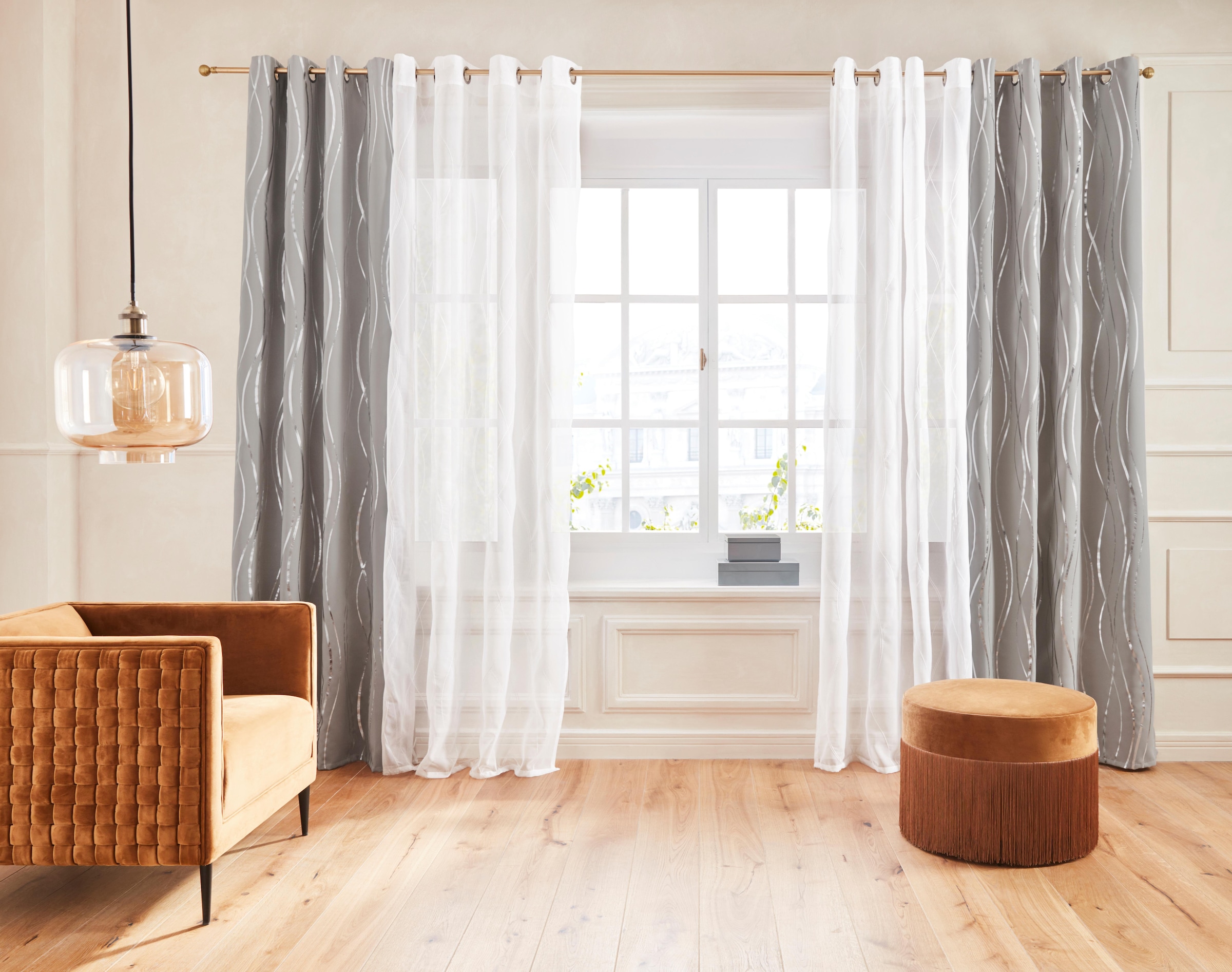 my home Gardine »Mila«, (1 St.), Wellenmuster, monochrom democratichome Edition
