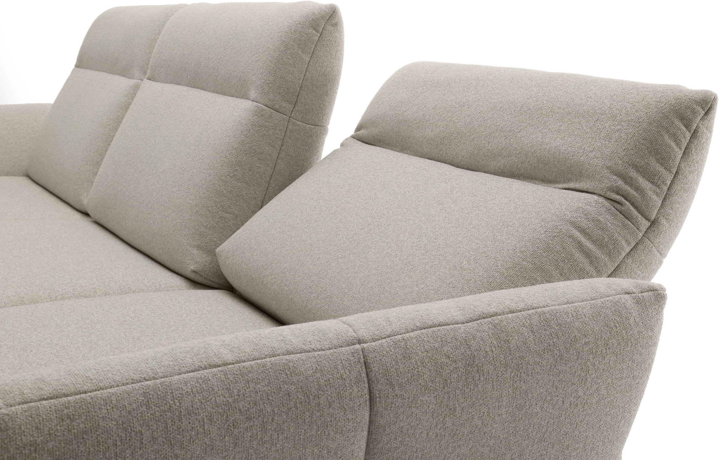 Creation BY ROLF BENZ Canapé d'angle »CR.460 Design-Sofa der Extraklasse, verstellbare Rückenlehne, L-Form« socle en noyer, pieds d'angle en gris ombre, largeur 318 cm