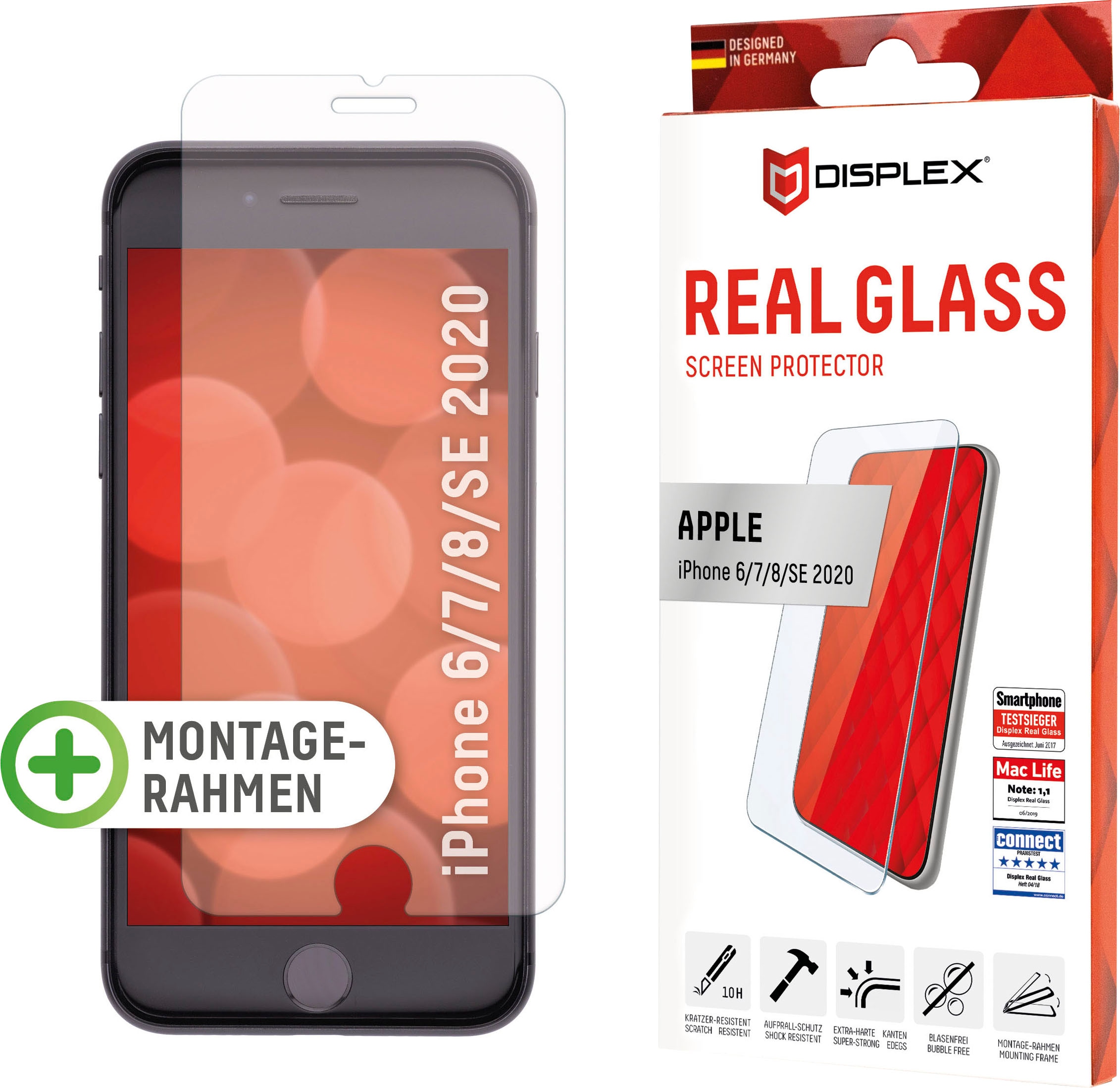 Image of Displex Displayschutzglas "DISPLEX Real Glass Panzerglas für Apple iPhone 6/7/8/SE (2020) (4,7")" für Apple iPhone 6 / 7 / 8 / SE 2020