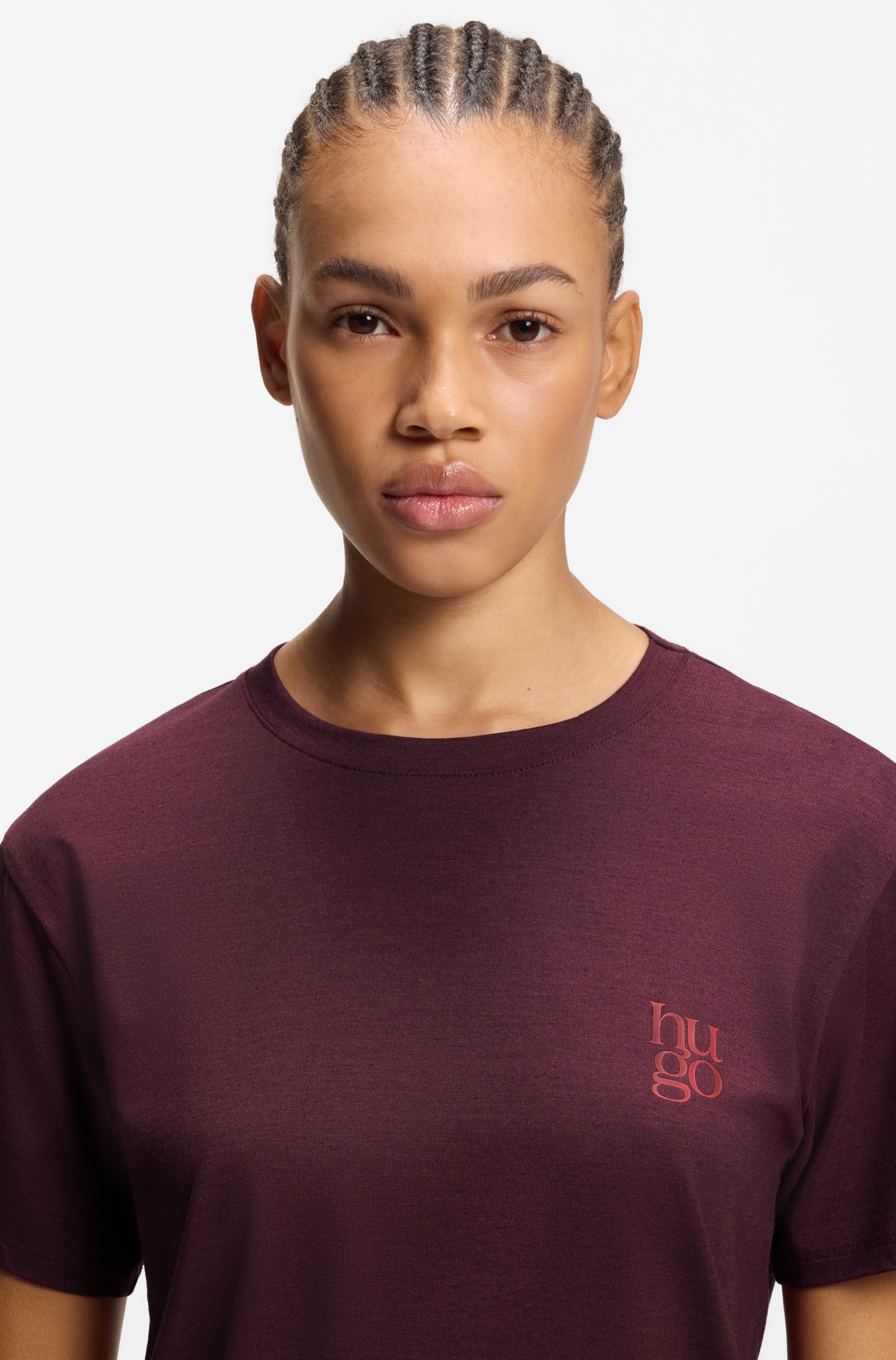 HUGO Underwear Haut de pyjama aus Stretch-Jersey mit Logo-Artwork, Rundhals, regular fit