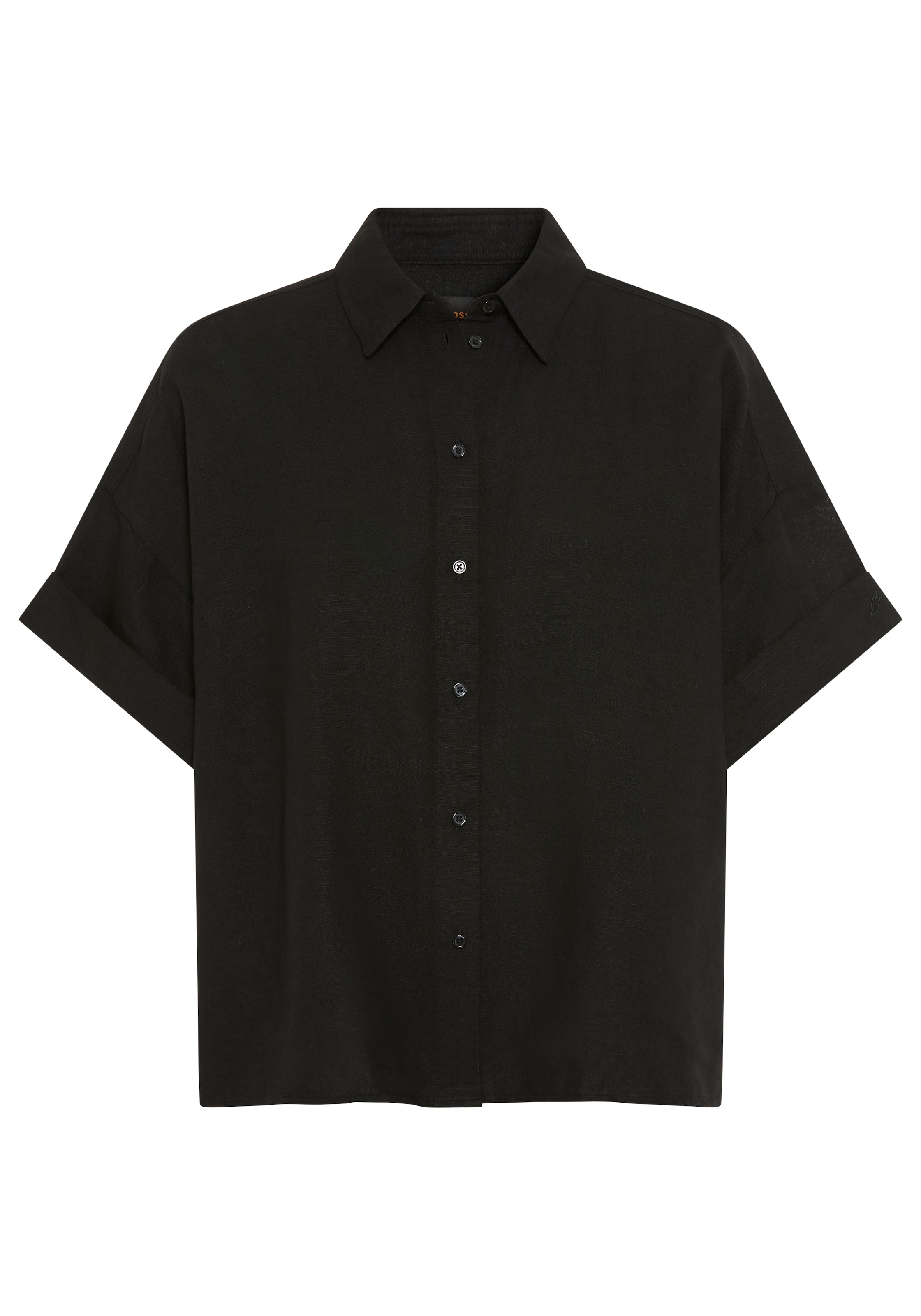 BOSS ORANGE Hemdbluse »Bisenas Premium Damenmode« mit Spitzkragen, Leinen-Mix