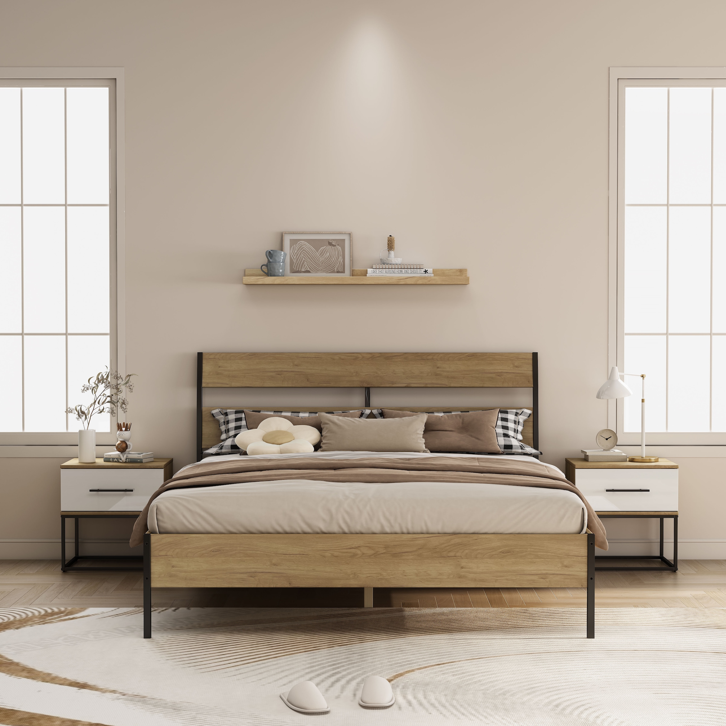 GOODproduct Nachtkommode »Lucca Nachttisch Set mit Metallkufen und schwarzen Griffen« Set, 2 Schränke im Set , Hochglanz Fronten in weiss,  Nchttisch Set mit je einer Schublade in Loft Design