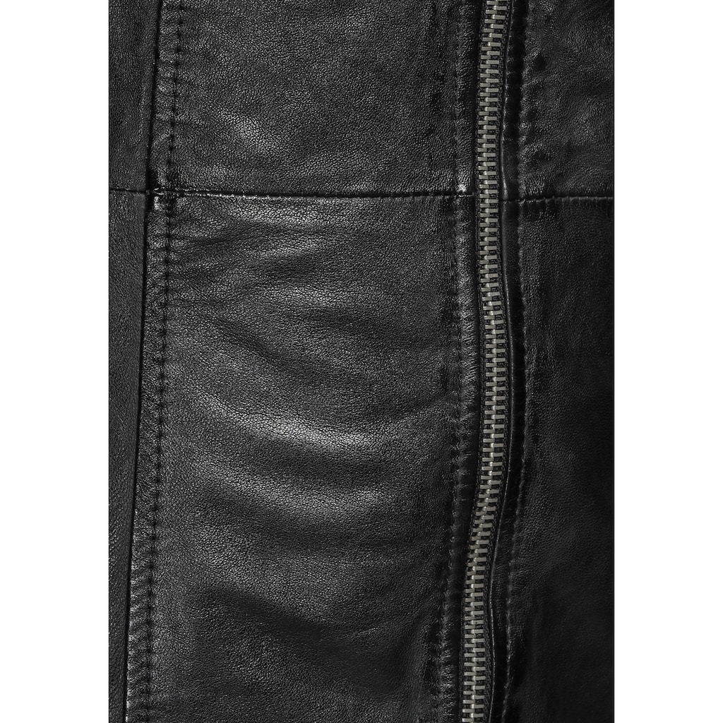 Gipsy Lederjacke »Adelyn«, 2-in-1-Lederjacke in etwas längerer Form, mit abnehmbarem Kapuzen-Inlay